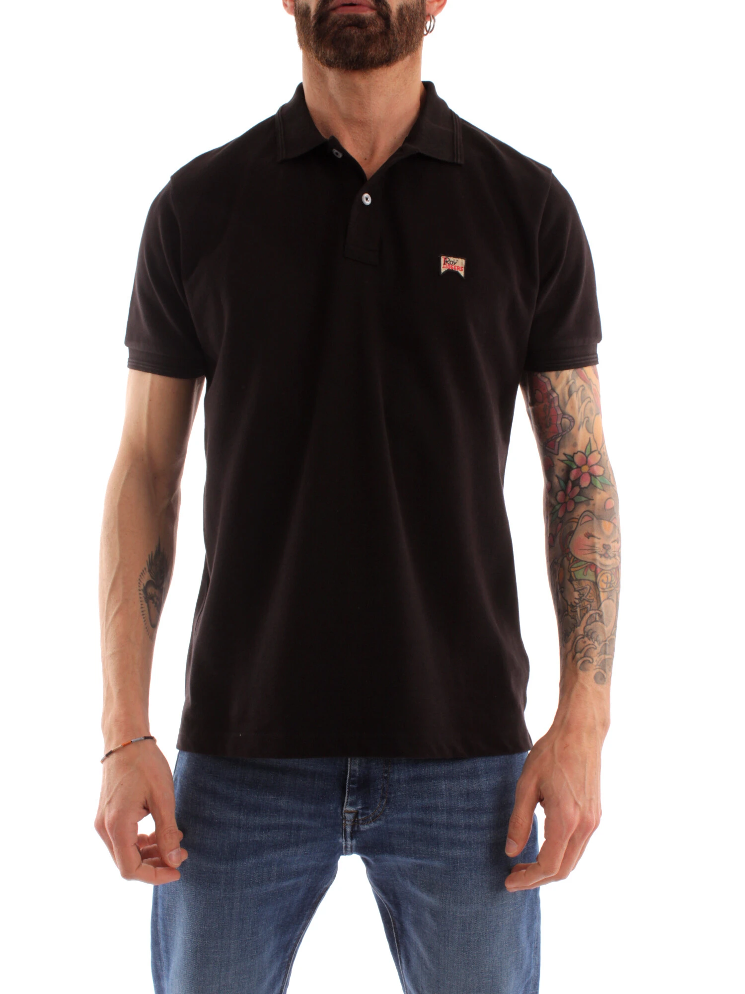 POLO IN COTONE CON LOGO UOMO NERO