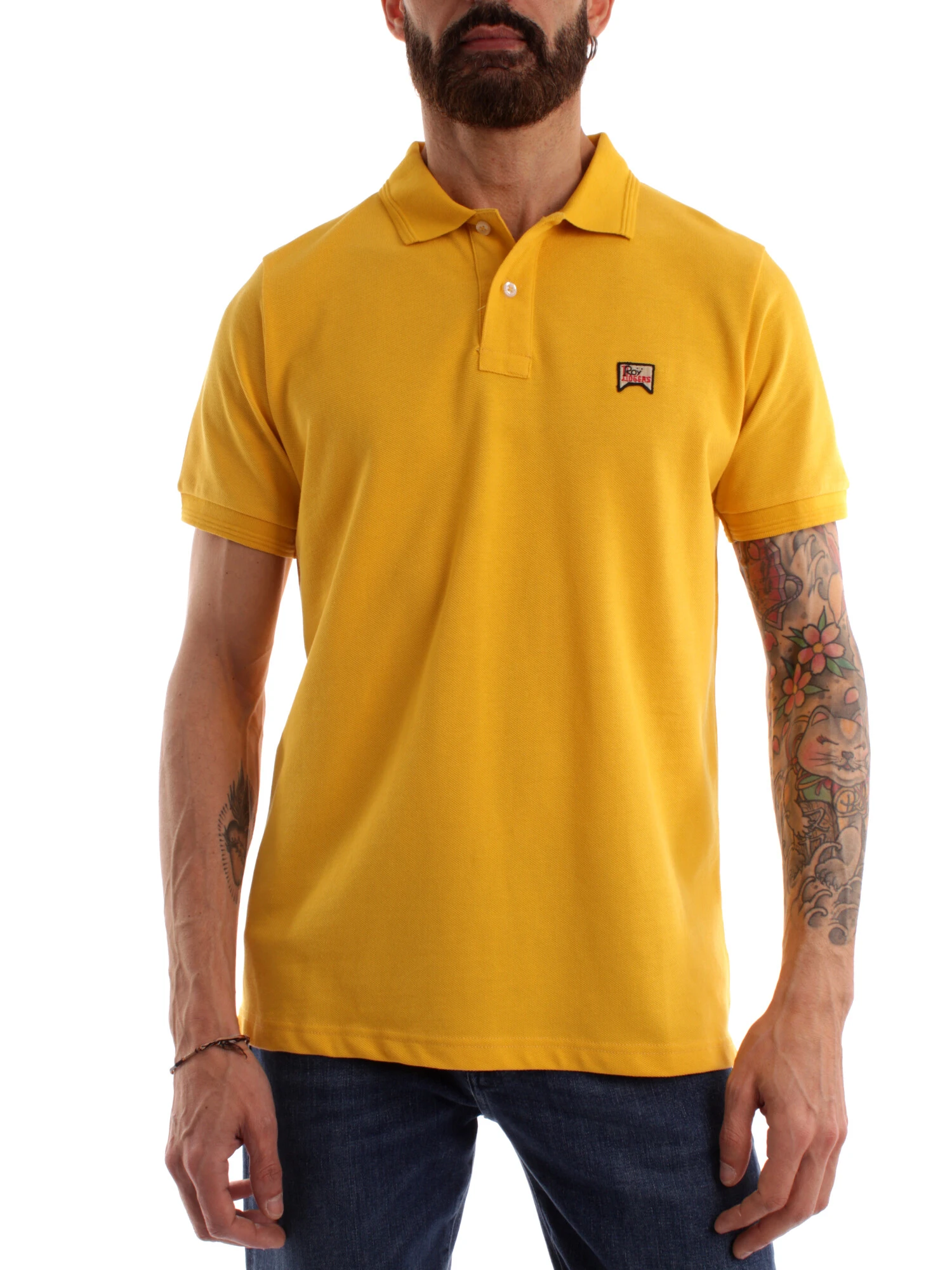 POLO IN COTONE CON LOGO UOMO GIALLO