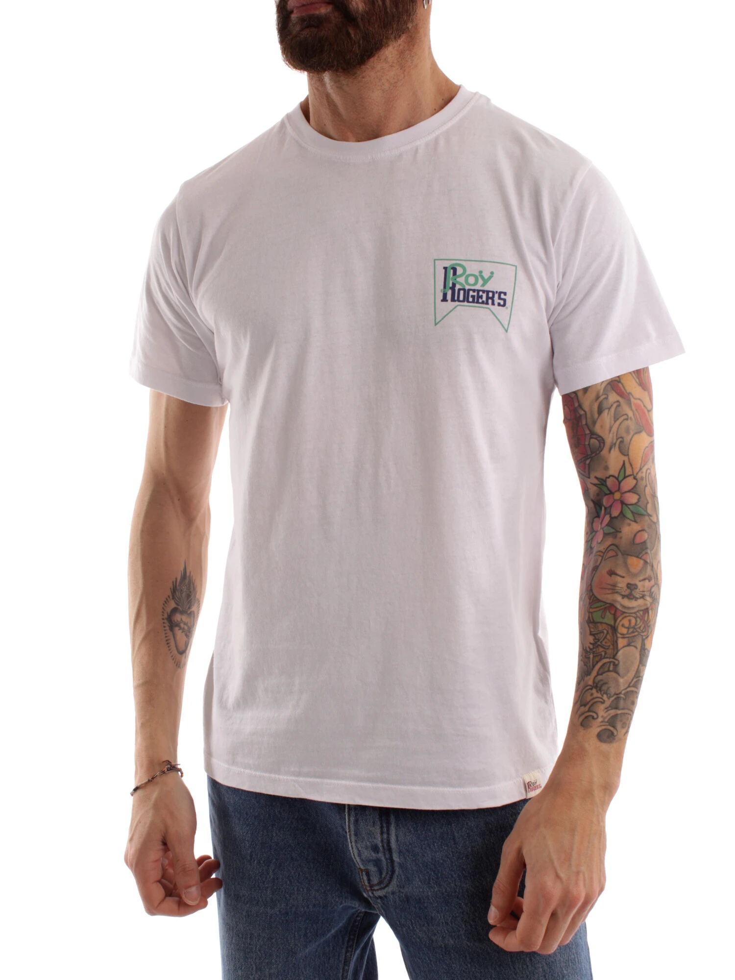 T-SHIRT CON LOGO BICOLORE UOMO BIANCO