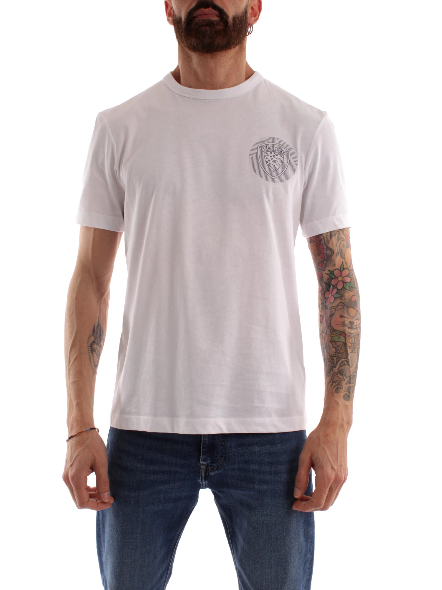 T-SHIRT CON LOGO SUL PETTO UOMO BIANCO