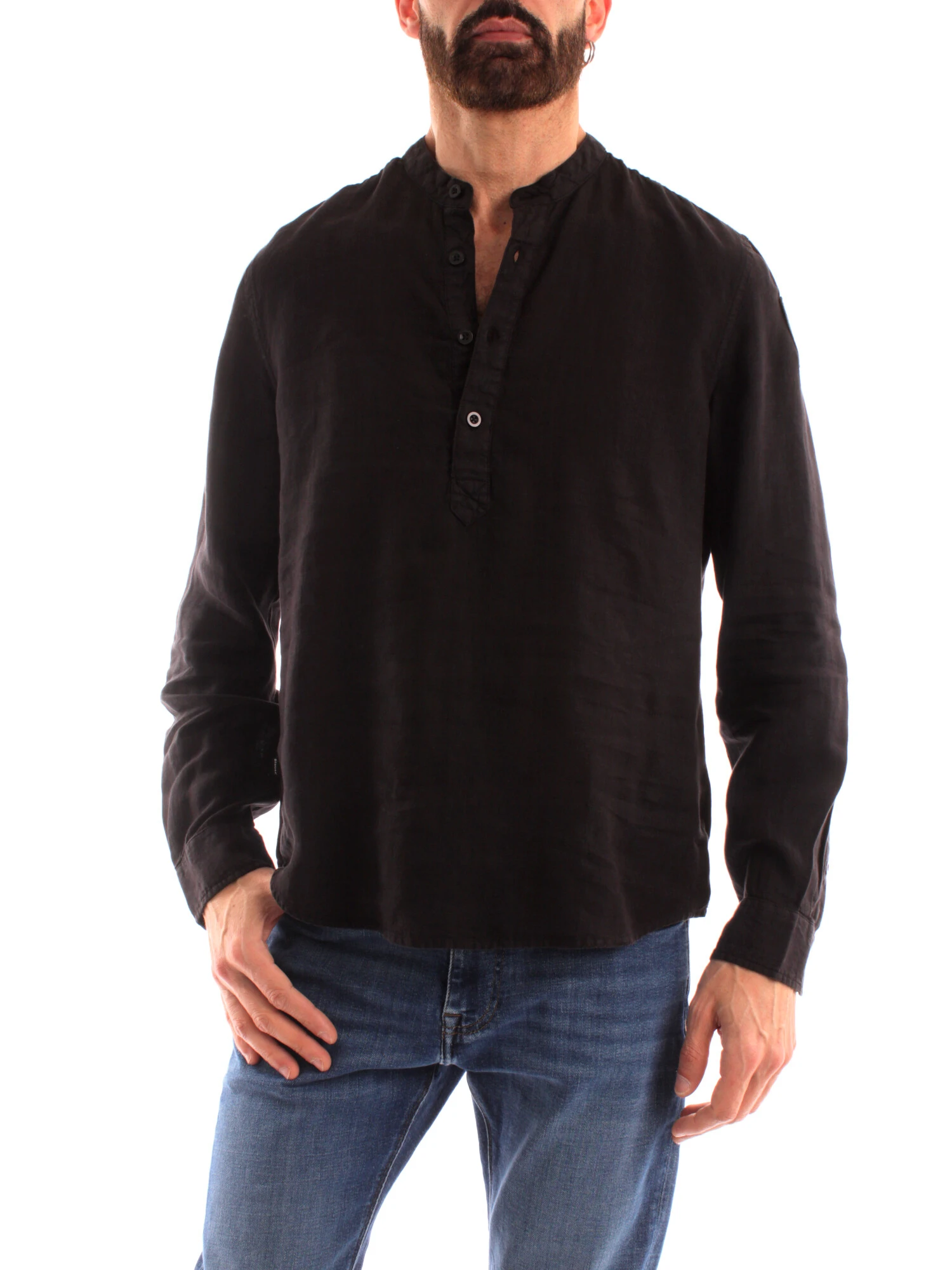 CAMICIA DI LINO UOMO NERO