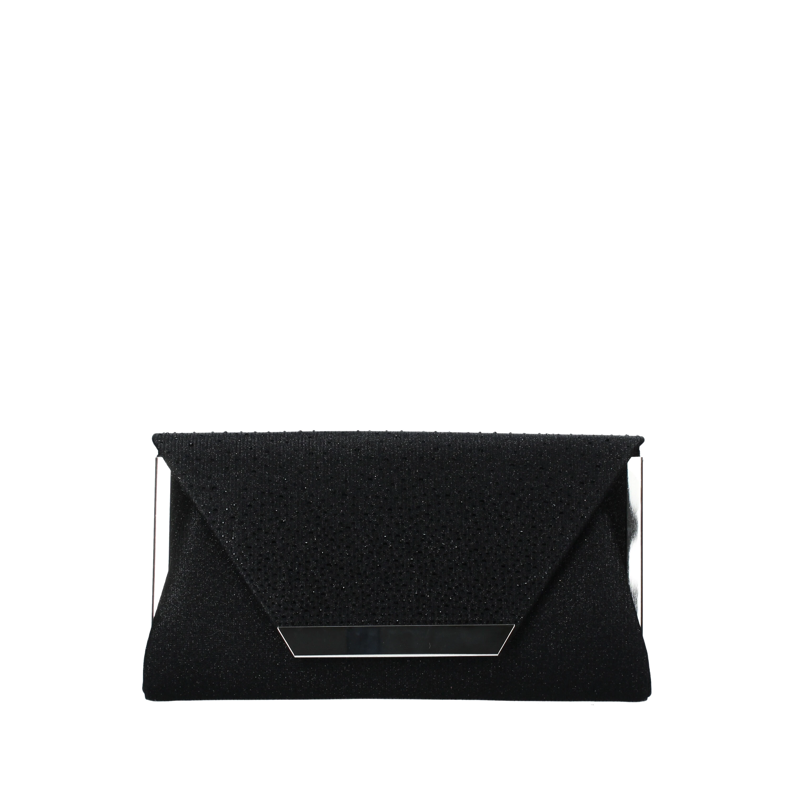 POCHETTE CON INSERTO LAMINATO DONNA NERO