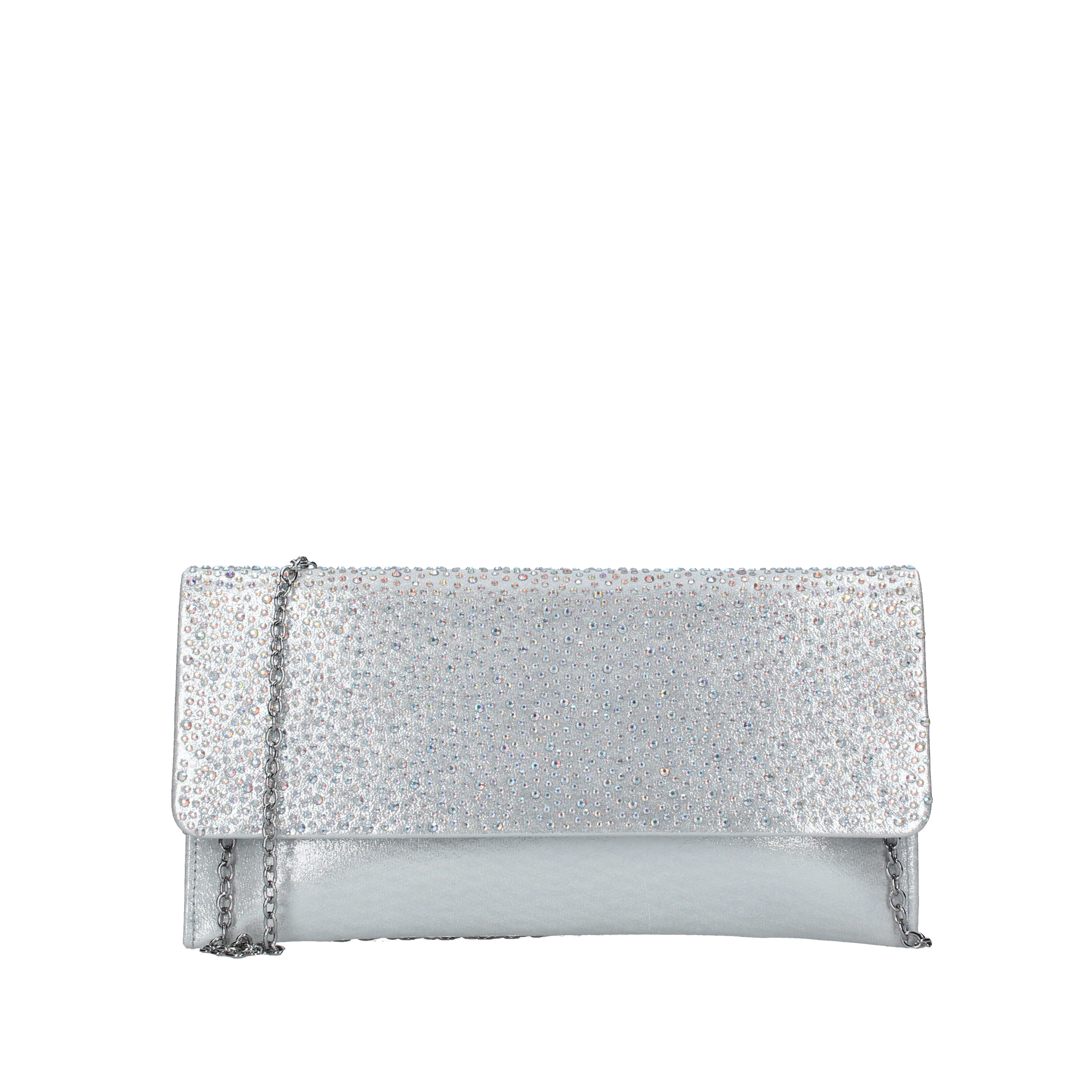 POCHETTE RETTANGOLARE STRASS DONNA ARGENTO