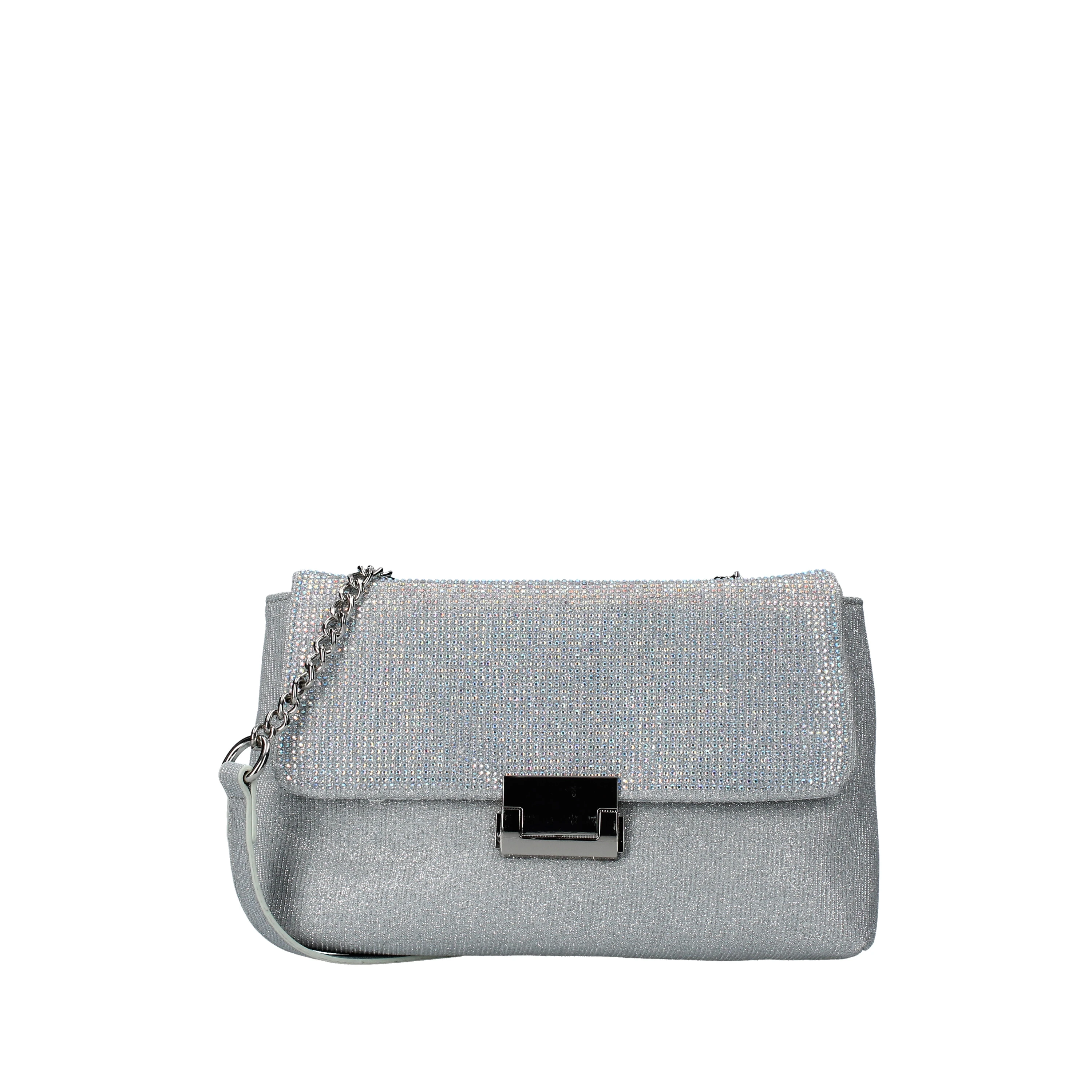 POCHETTE CON TRACOLLA E STRASS DONNA ARGENTO