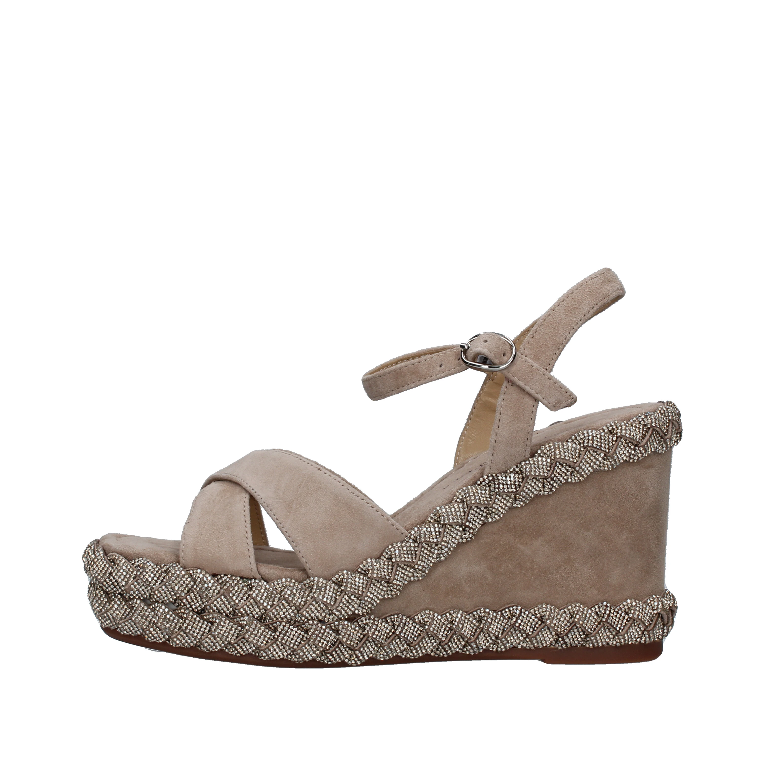 SANDALI CON STRASS INTRECCIATI DONNA BEIGE