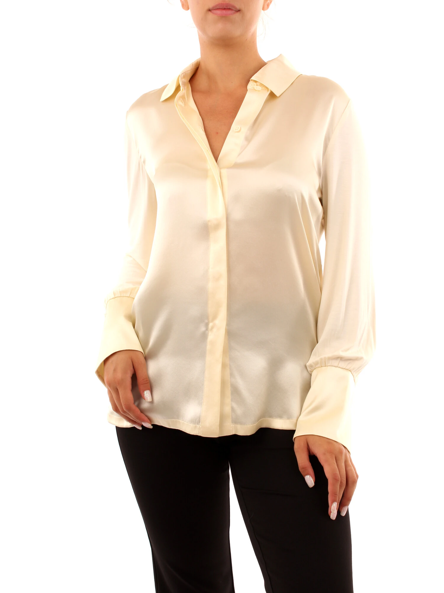 CAMICIA IN SETA MONOCOLORE DONNA BIANCO