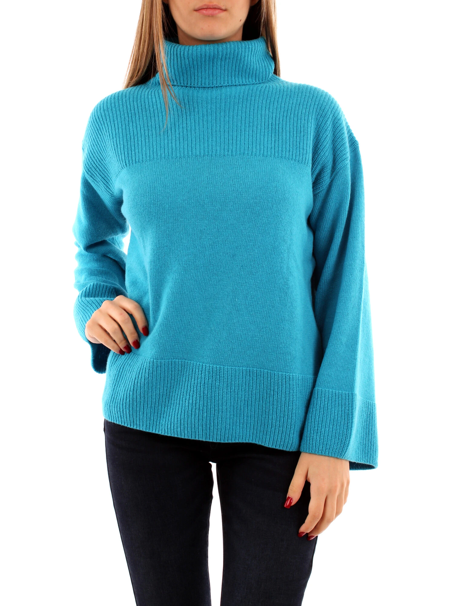 MAGLIA DOLCEVITA MISTO CASHMERE DONNA TURCHESE