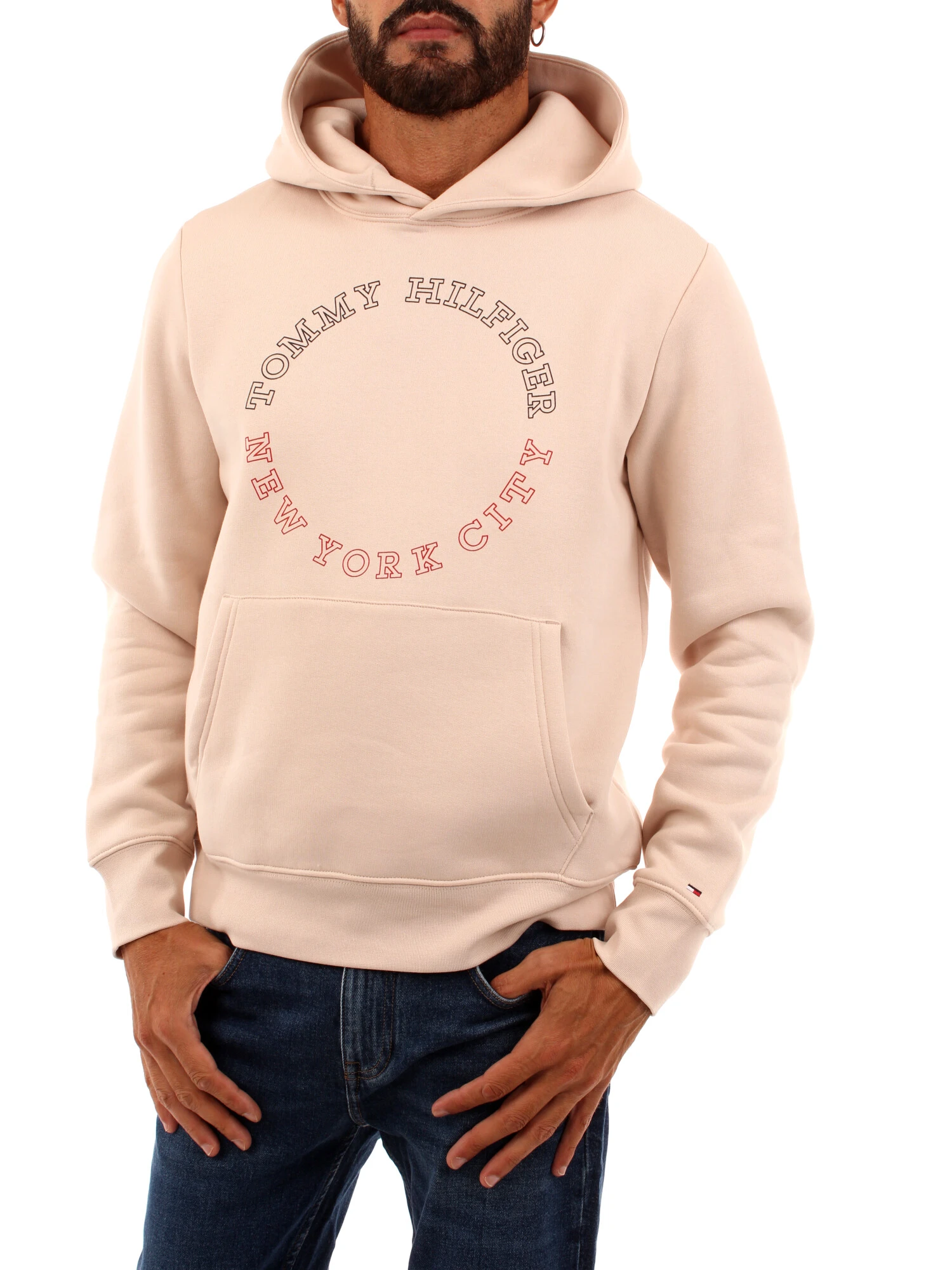 FELPA CON CAPPUCCIO MONOTYPE CON LOGO UOMO BEIGE