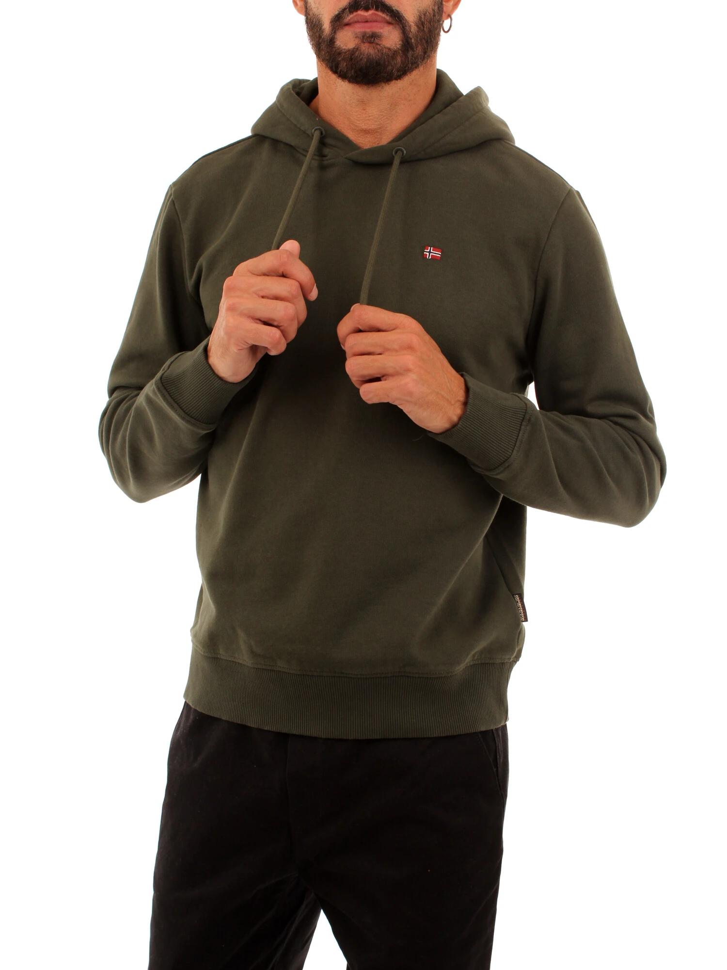 Napapijri FELPA CON CAPPUCCIO IN MISTO COTONE UOMO VERDE Step By Step Shop