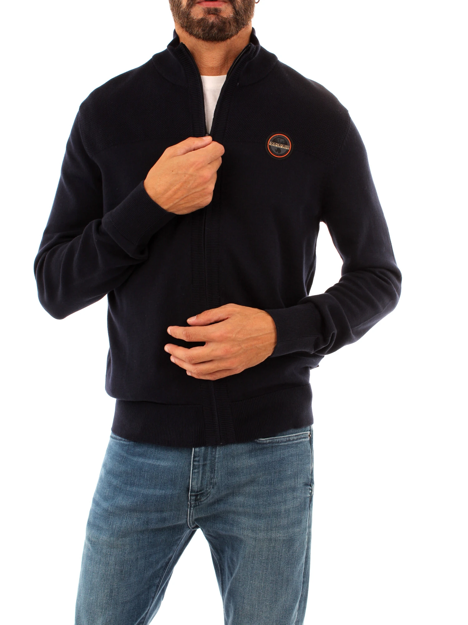 CARDIGAN DERRI CON ZIP UOMO BLU