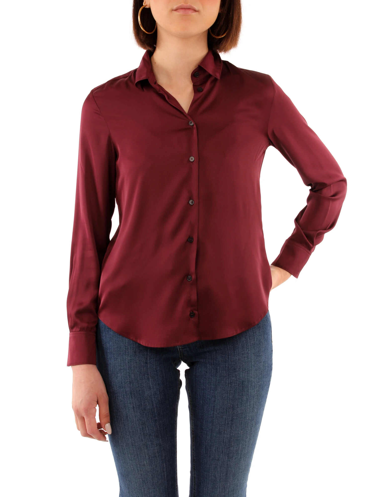 CAMICIA IN RASO DONNA BORDEAUX