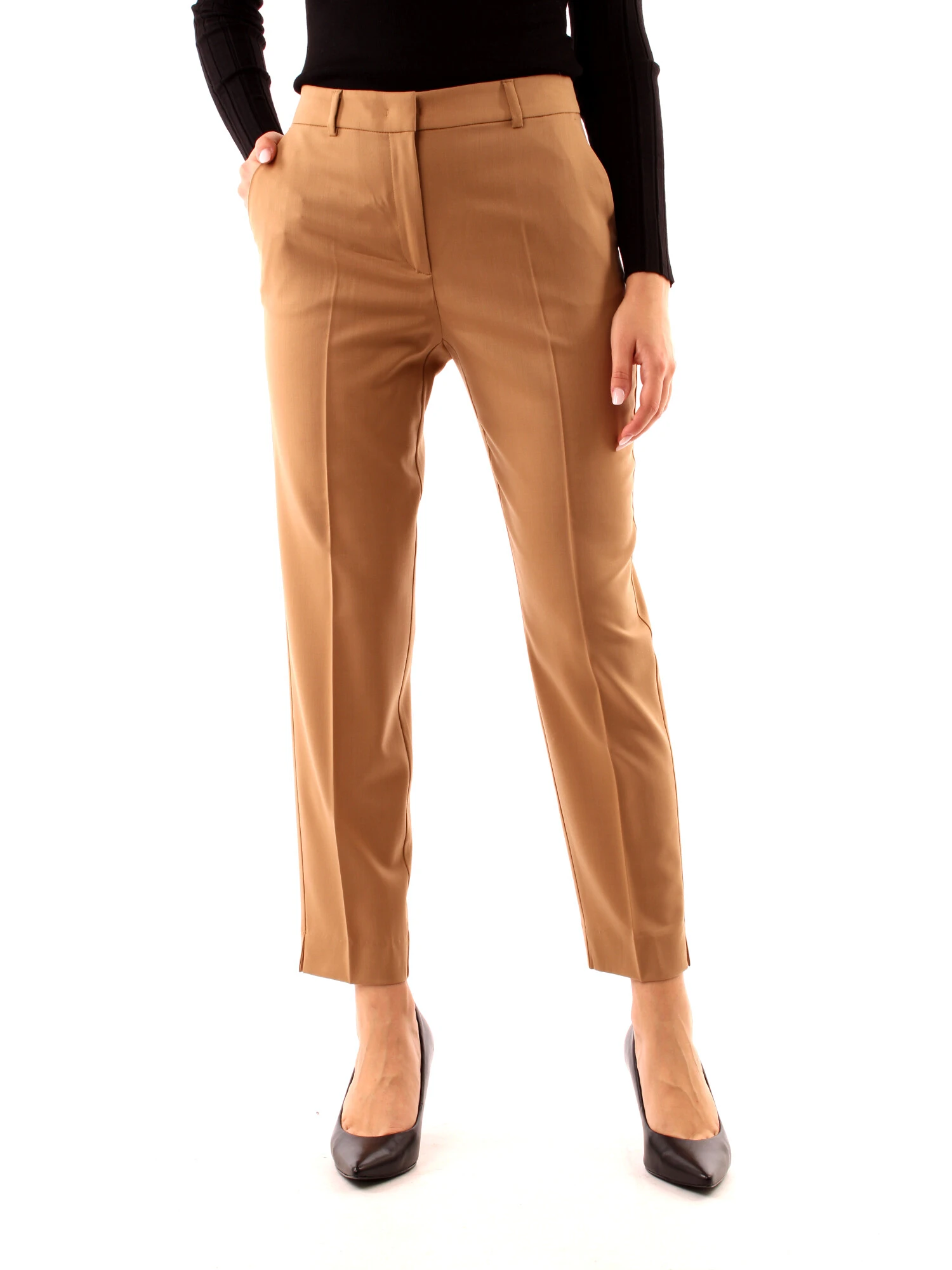 PANTALONI A SIGARETTA IN LANA DONNA BEIGE