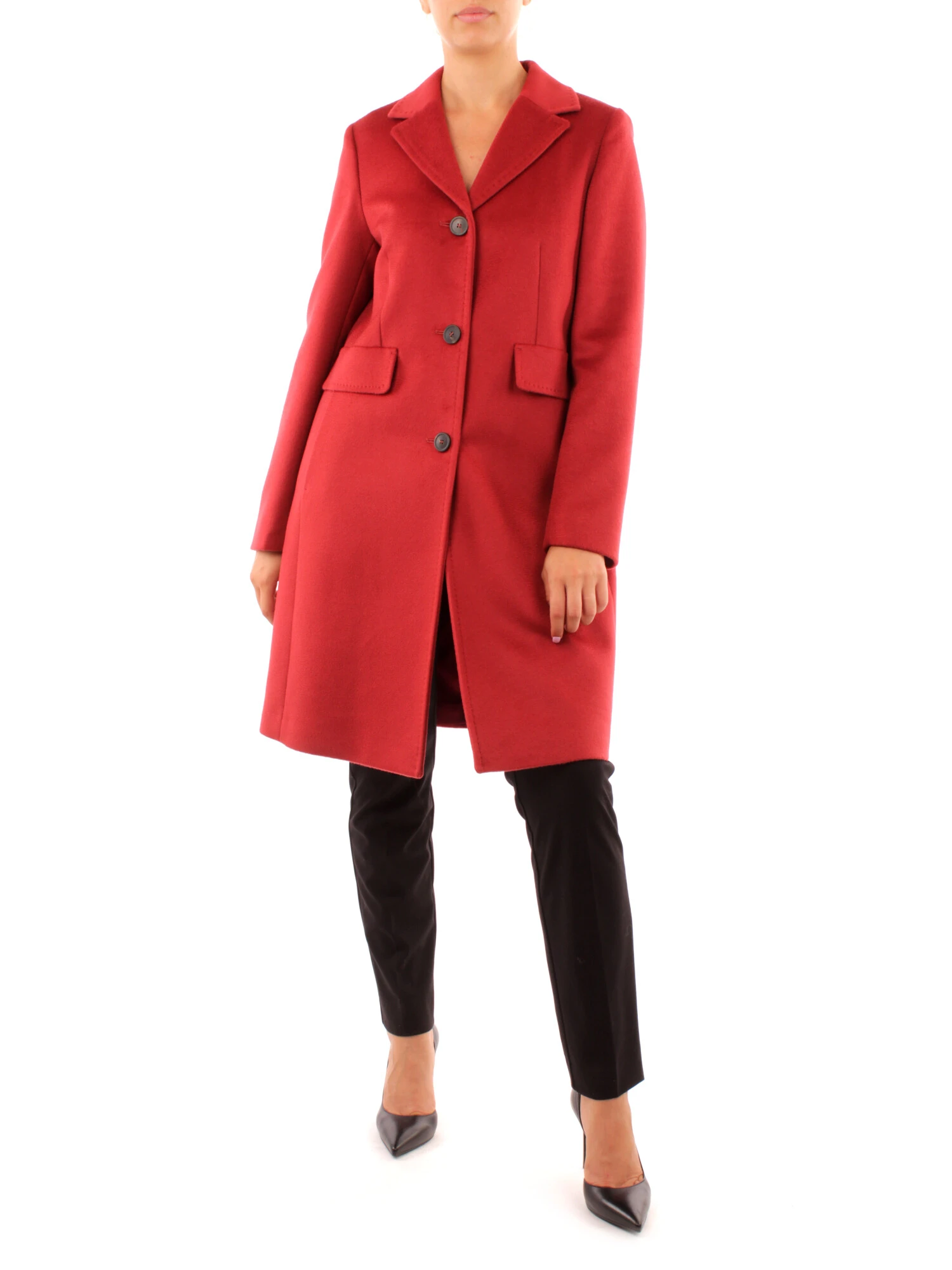 CAPPOTTO IN LANA MONOCOLORE DONNA ROSSO