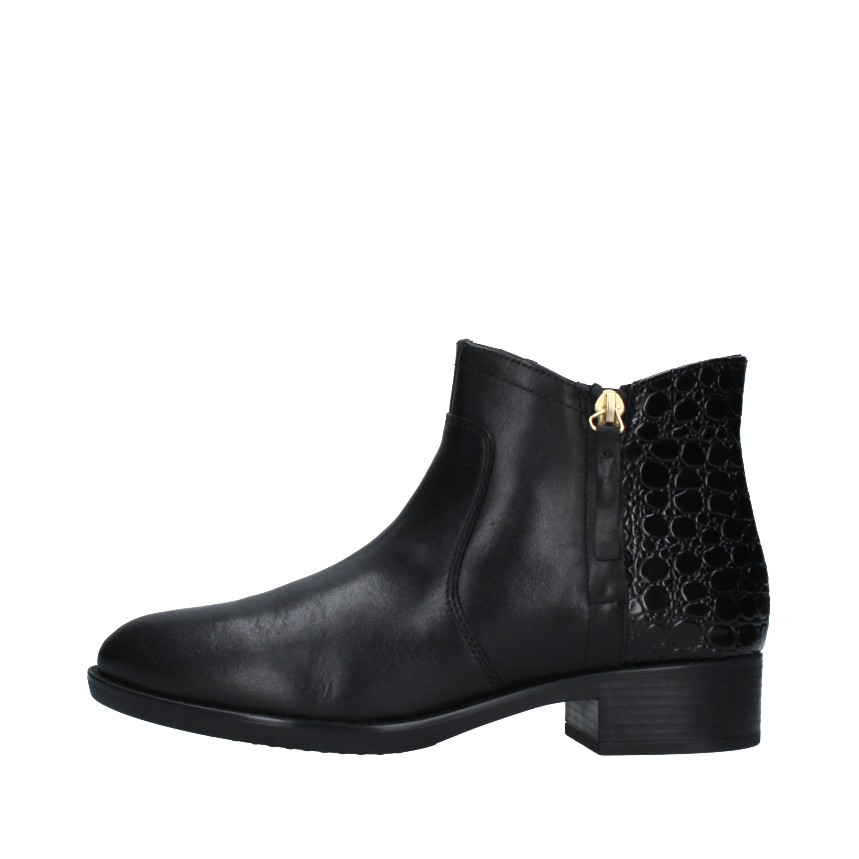 STIVALETTI TACCO BASSO FELICITY CON ZIP DONNA NERO