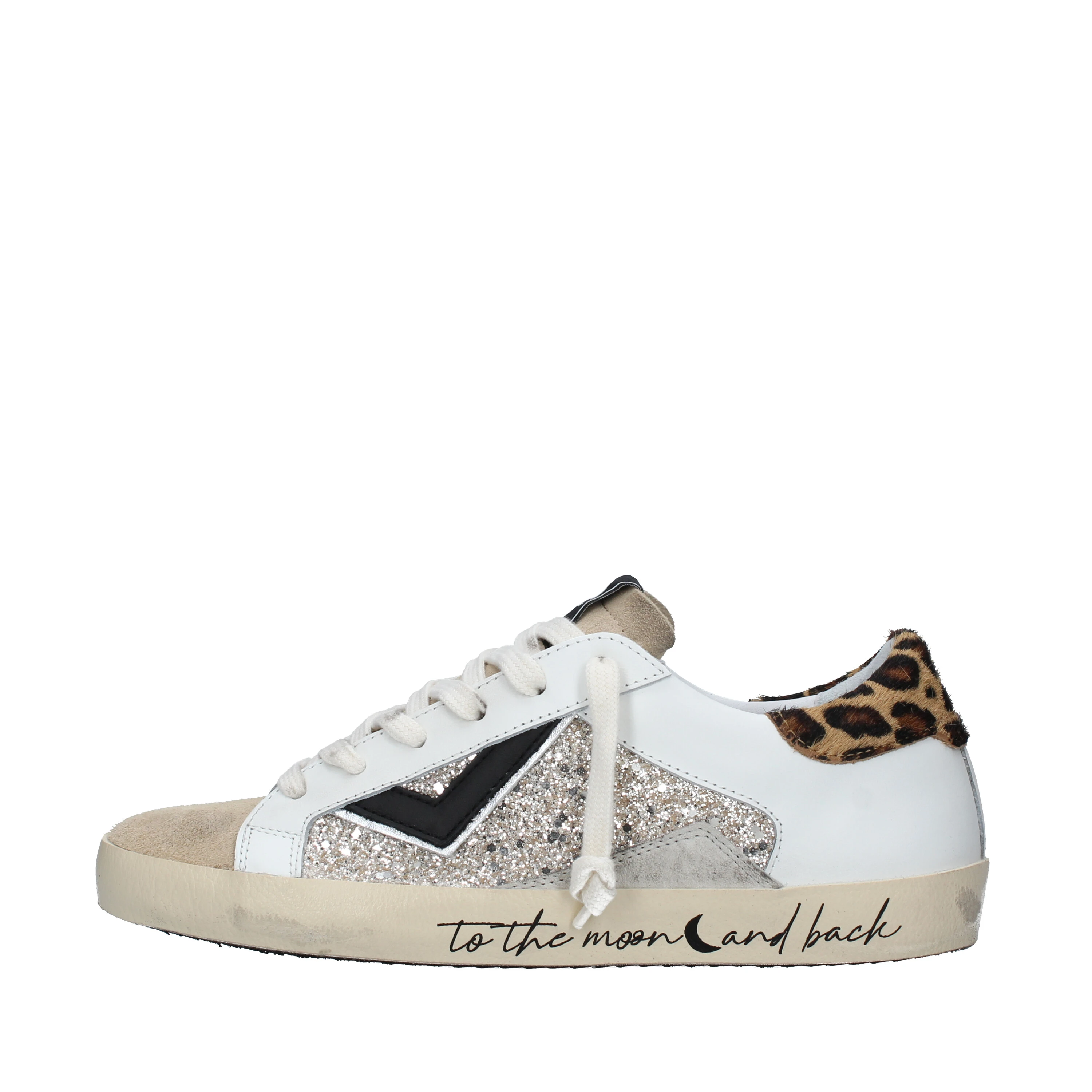 SNEAKERS SUPRIME CON GLITTER DONNA BEIGE PLATINO Step By Step