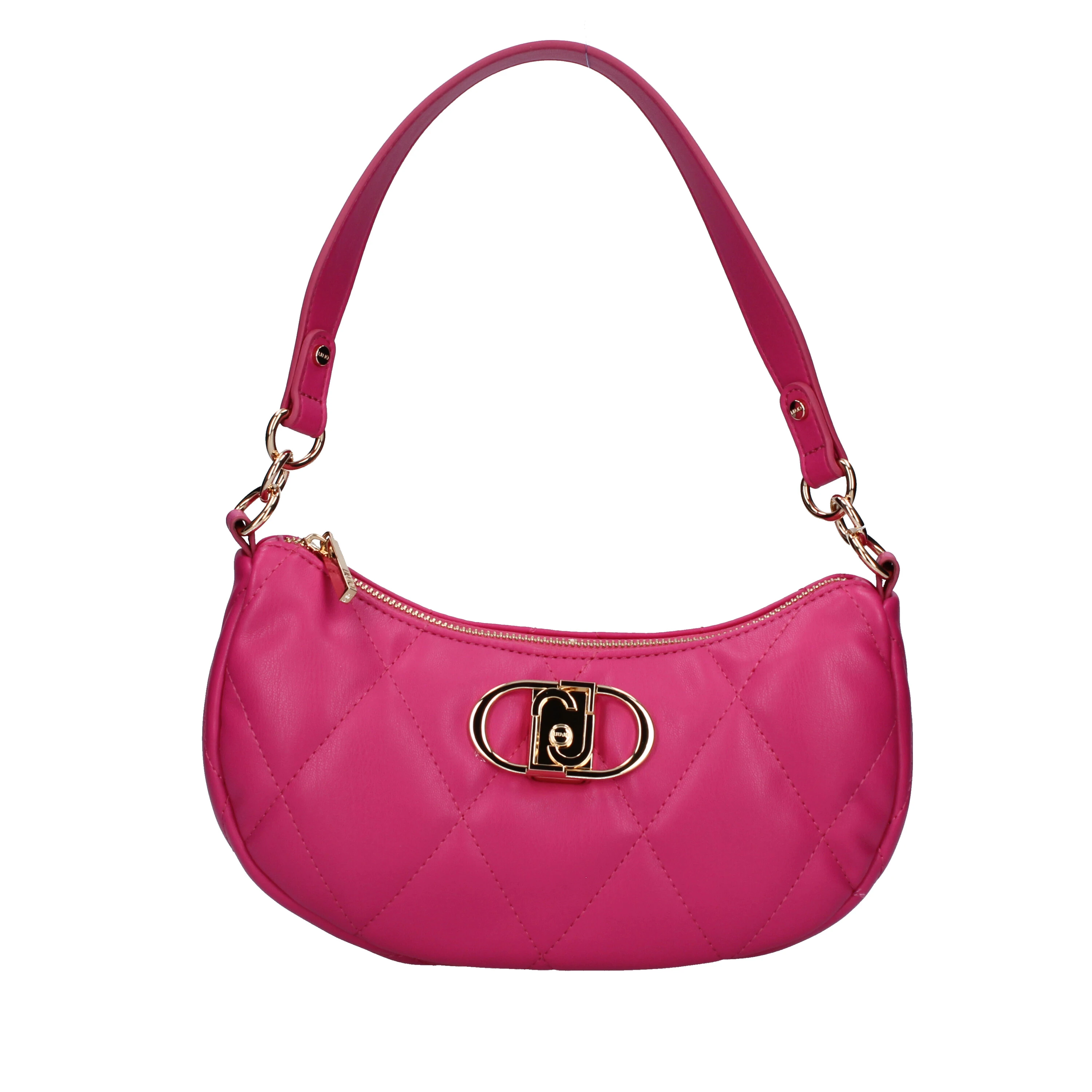 BORSA A SPALLA MEZZALUNA CON LOGO DONNA FUCSIA