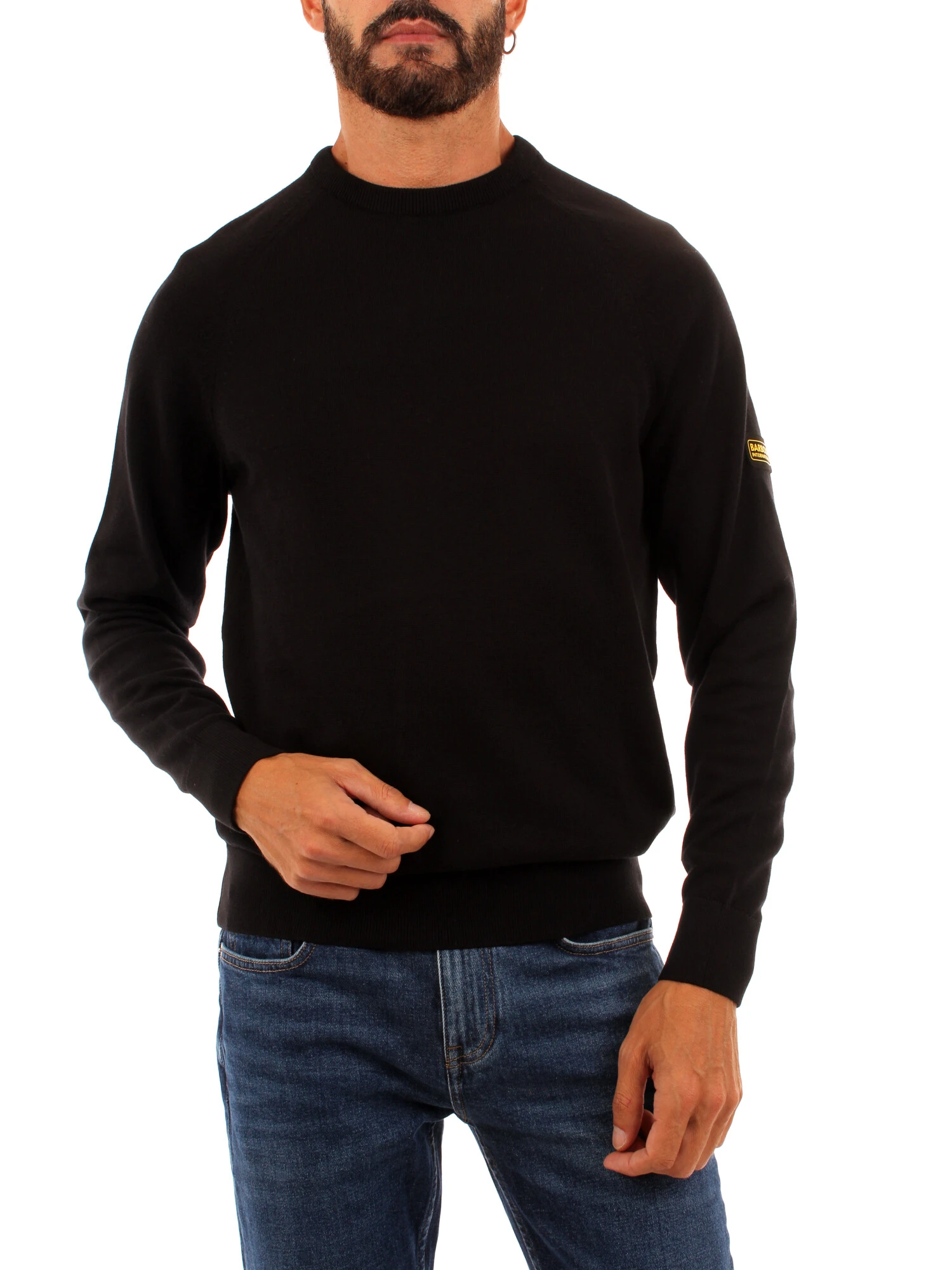 MAGLIA GIROCOLLO IN COTONE UOMO NERO