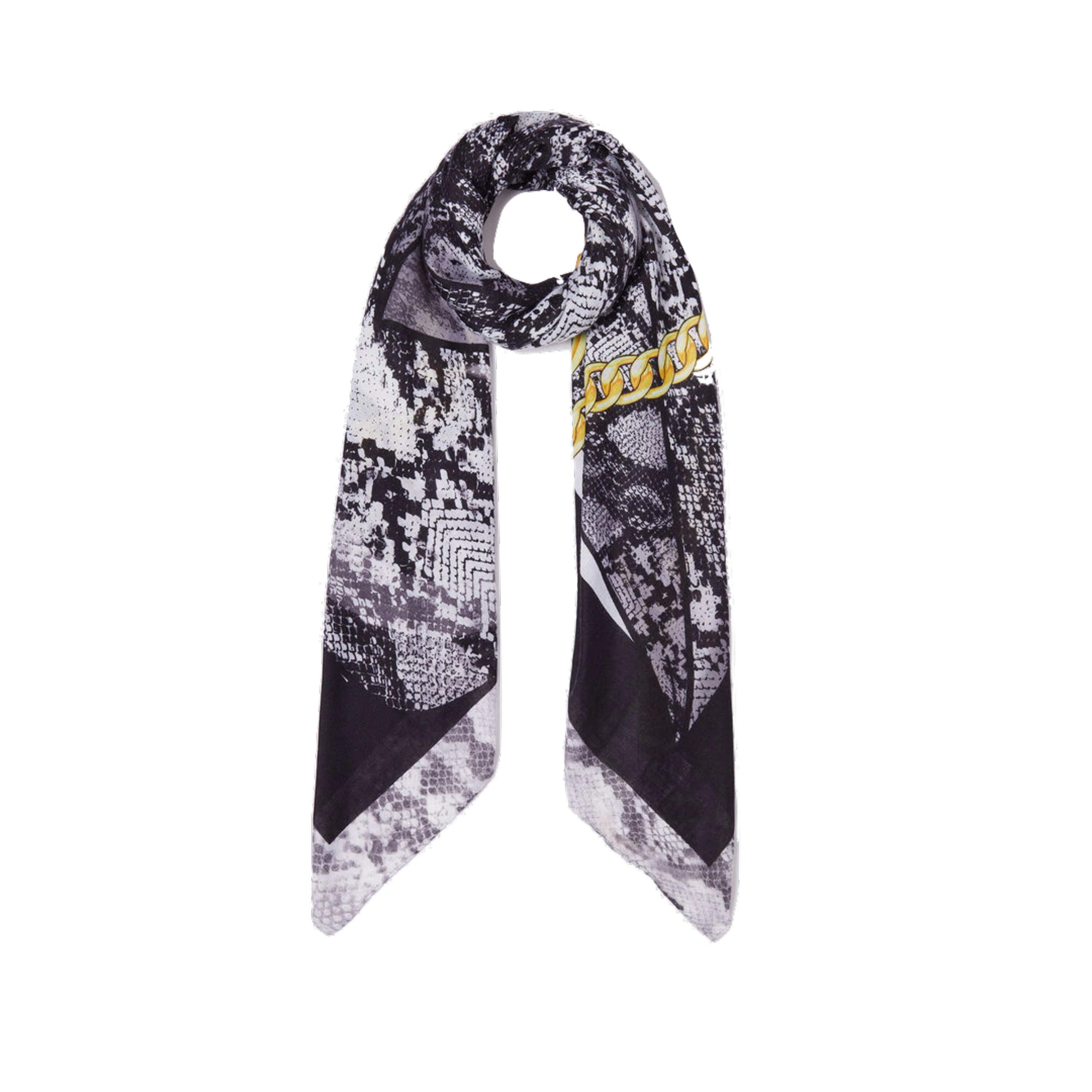 FOULARD PITONATO CON CATENA DONNA NERO