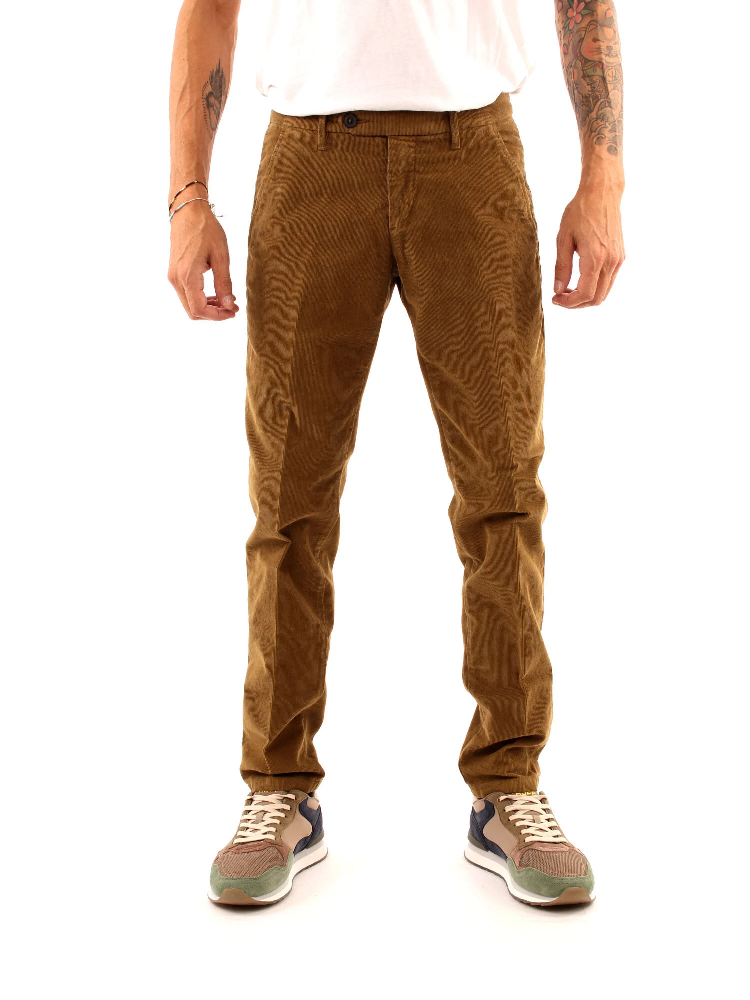 PANTALONI CHINO NEW ROLF IN VELLUTO UOMO MARRONE CHIARO