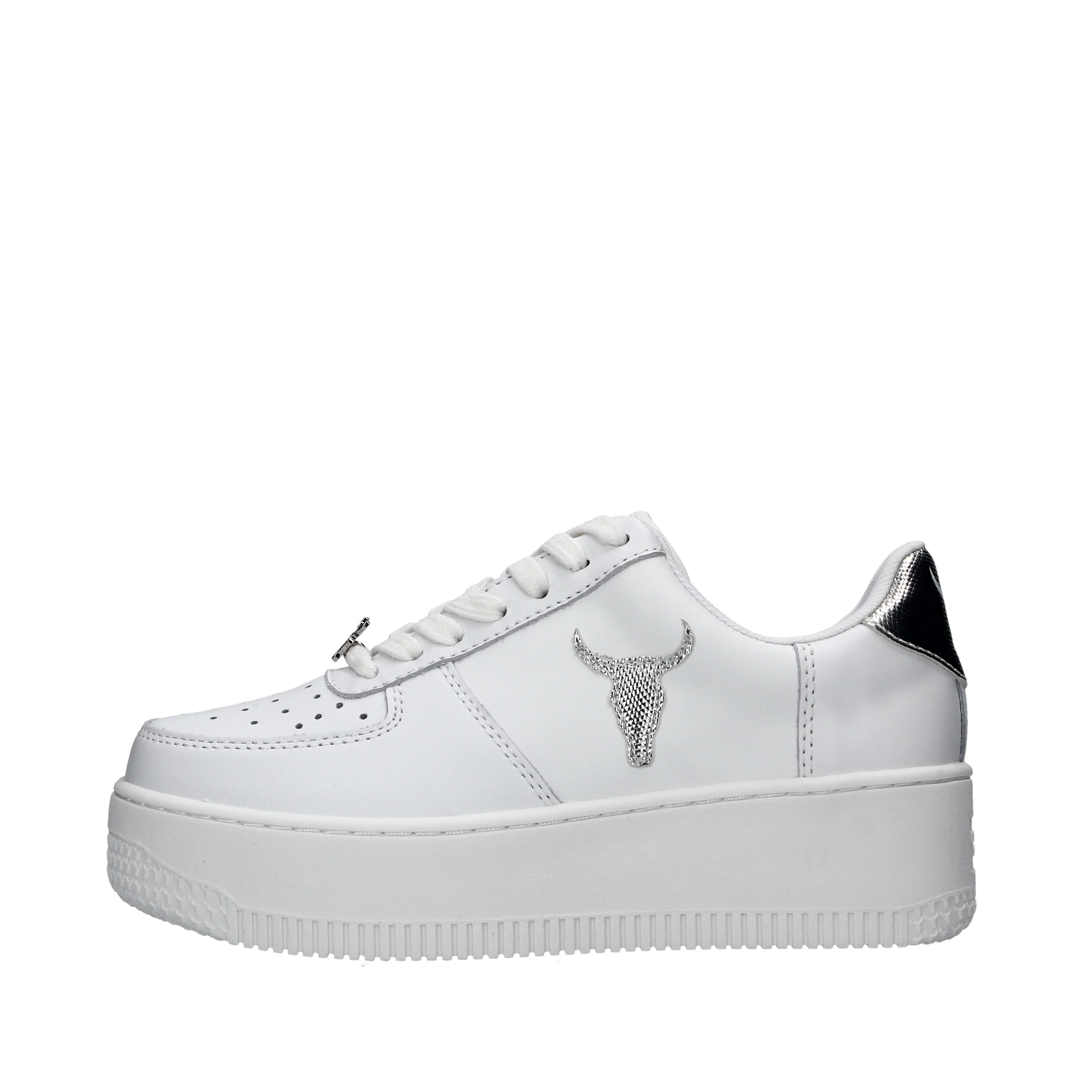 SNEAKERS REPTILE RECHARGE  CON CIONDOLO DONNA BIANCO E ARGENTO