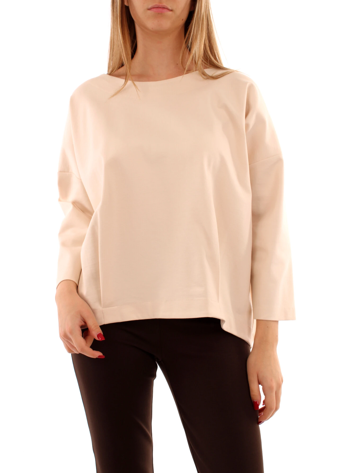 BLUSA CON SCOLLO A BARCHETTA DONNA BIANCO