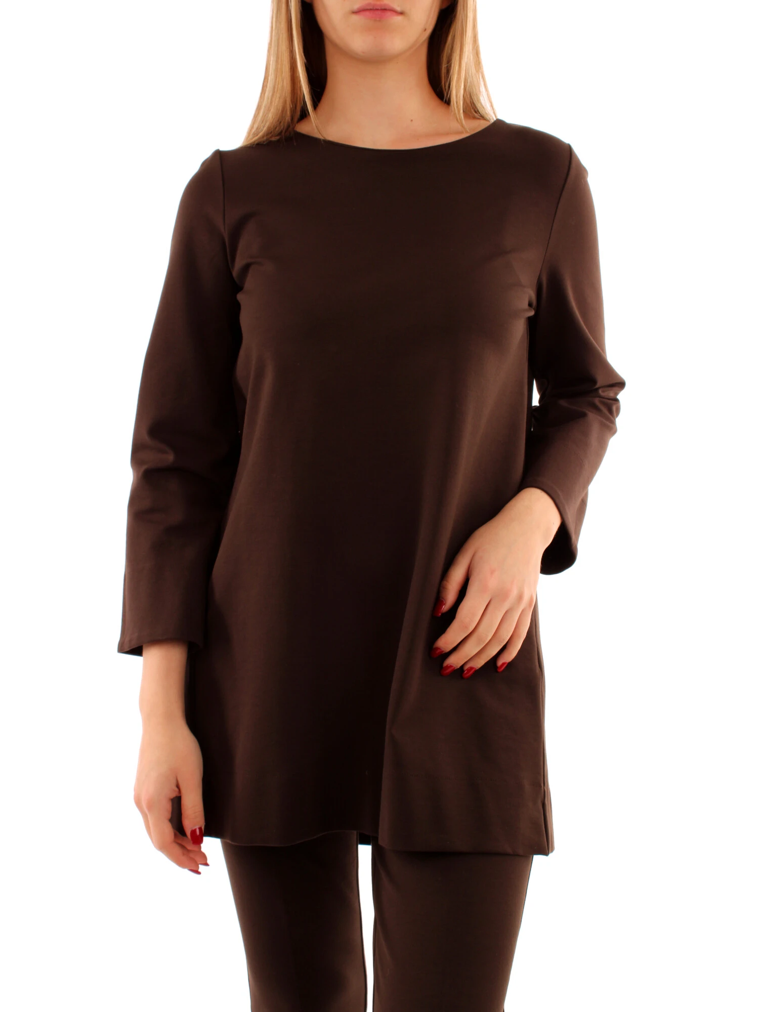 BLUSA CON MANICHE A 3/4 DONNA MARRONE