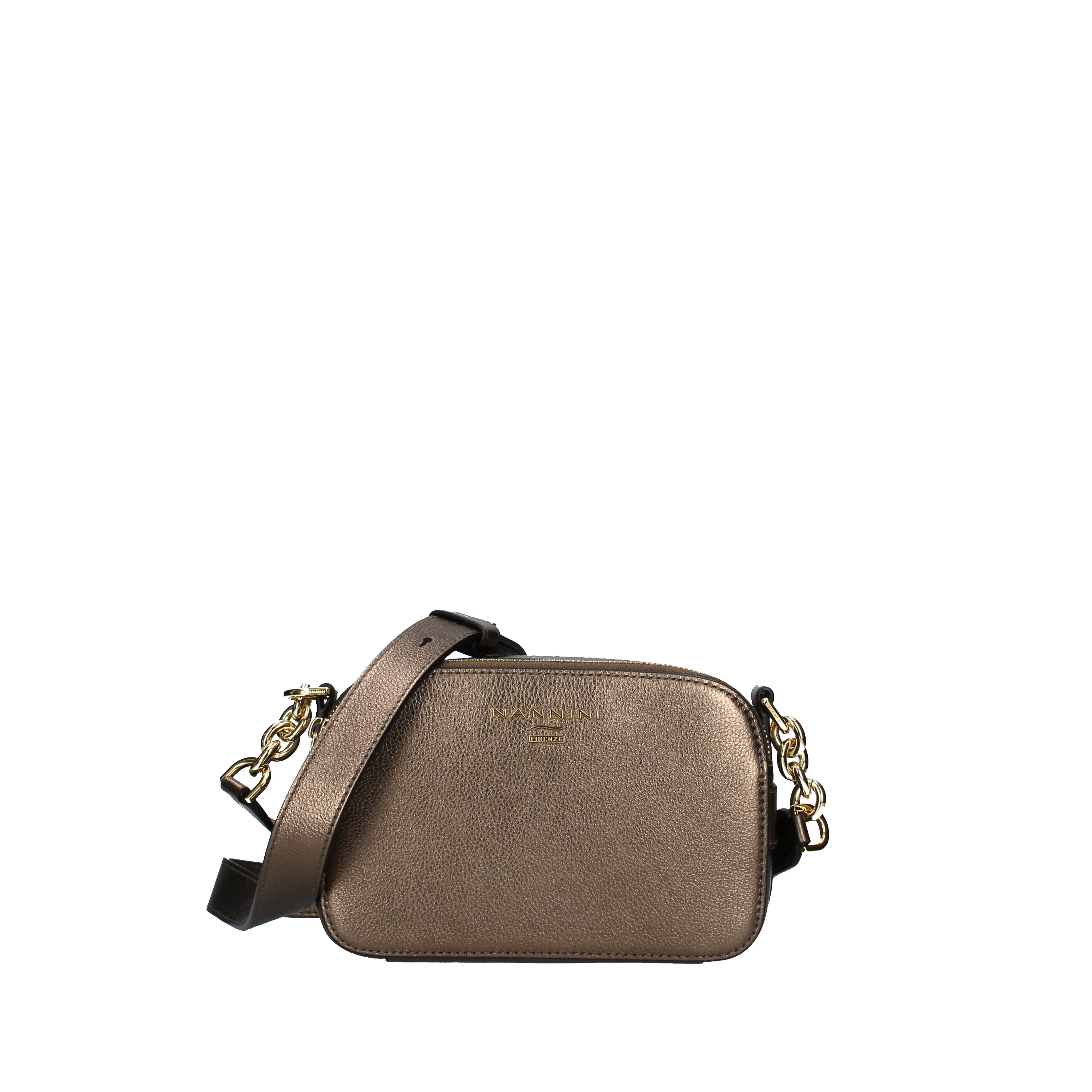 BORSA A TRACOLLA FLORA-H  IN PELLE DONNA BRONZO