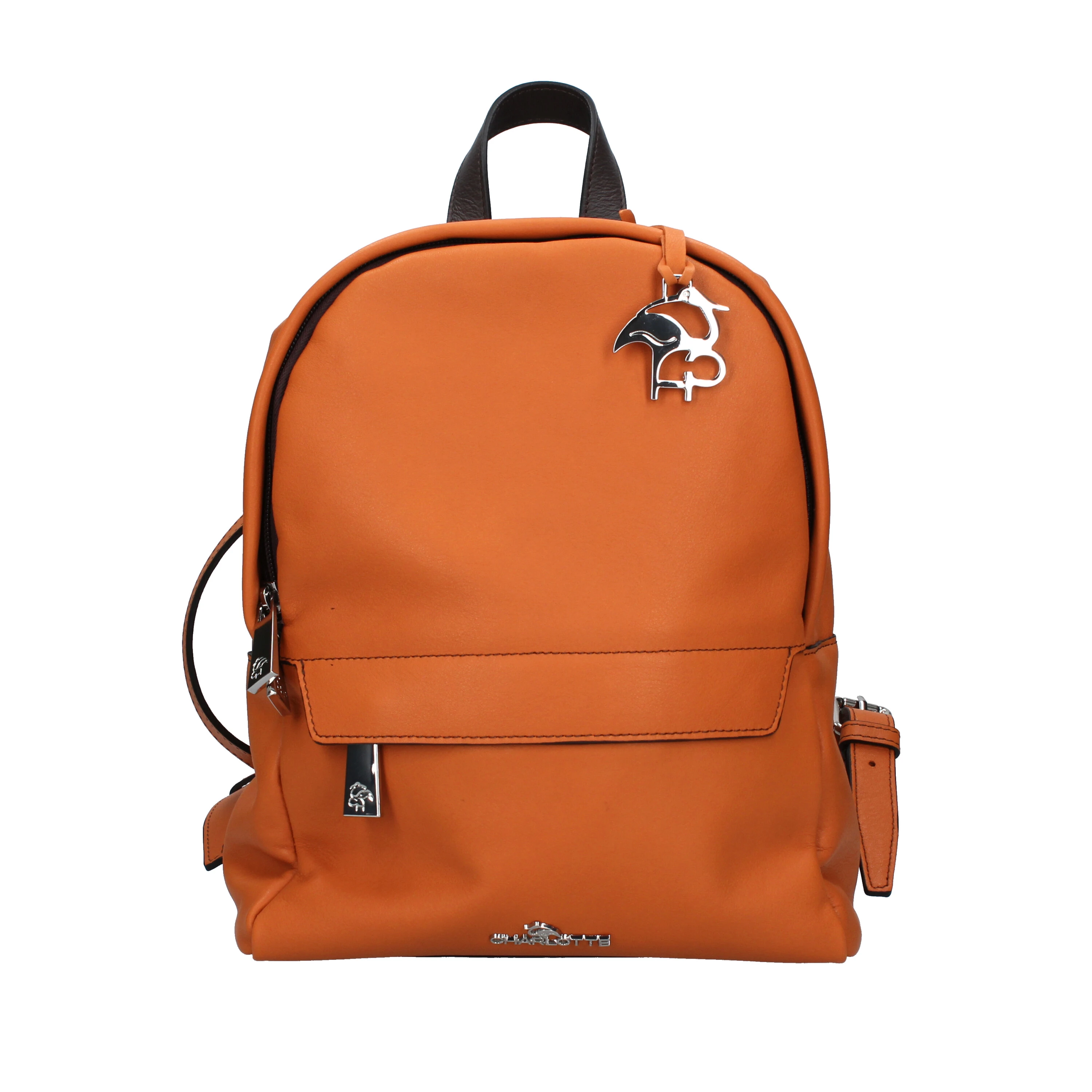 ZAINO IN PELLE CON DUE TASCHE ESTERNE DONNA ARANCIO