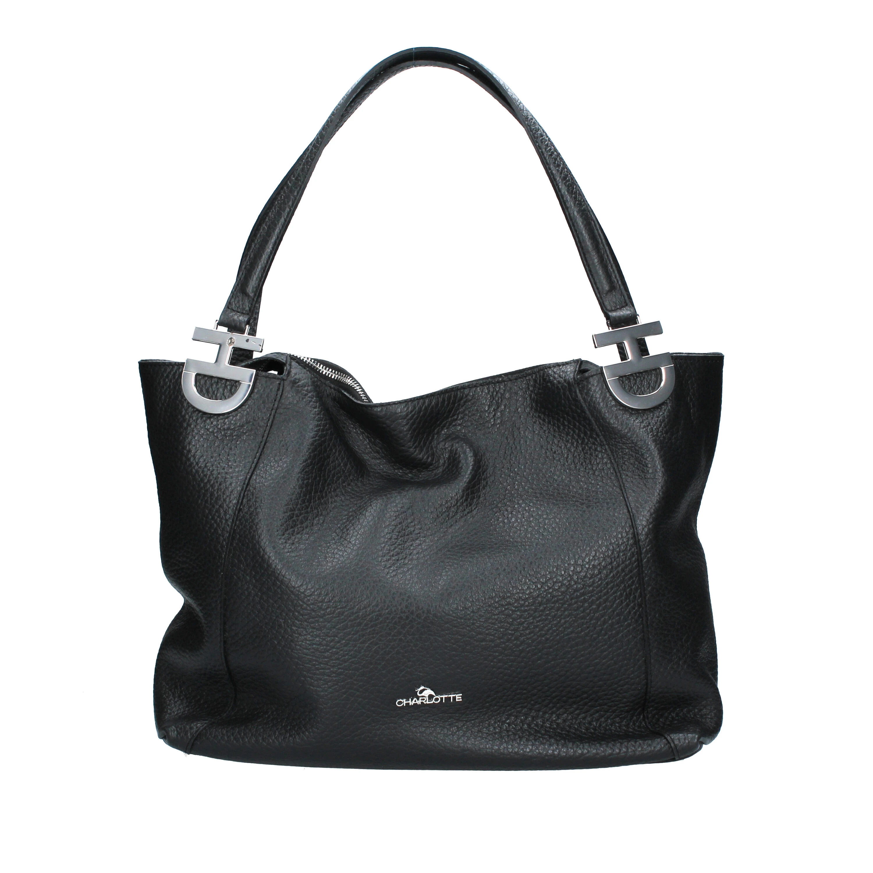 BORSA SHOPPING CON TRAMA MARTELLATA DONNA NERO