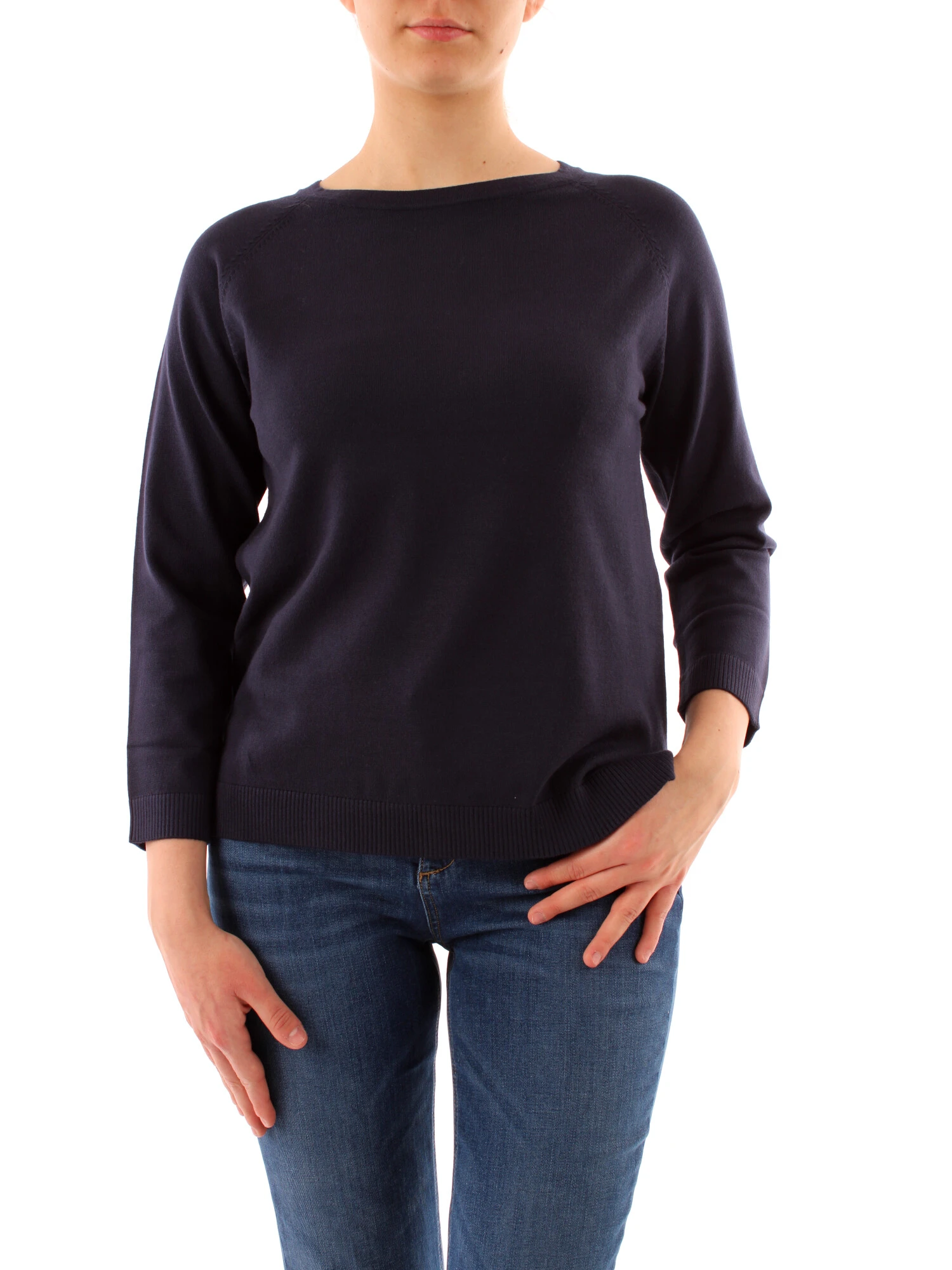 MAGLIA GIROCOLLO IN FILATO DONNA BLU NAVY