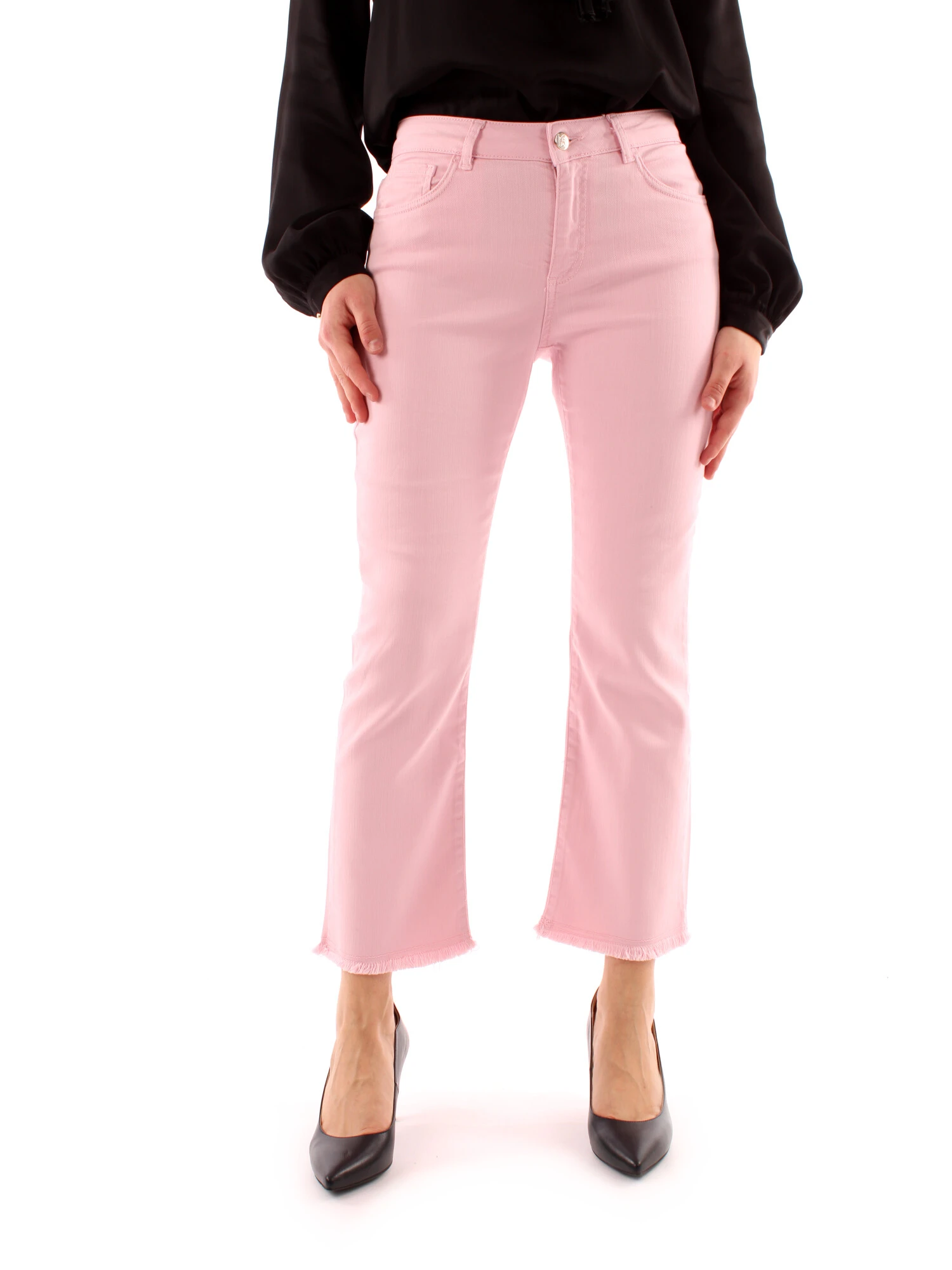 PANTALONI CROPPED A ZAMPA DONNA ROSA