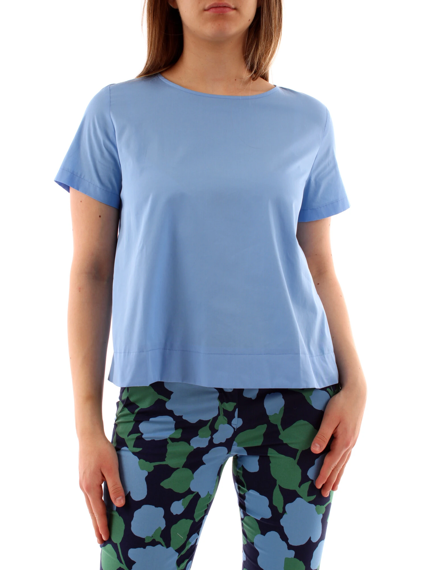 BLUSA IN PURO COTONE DONNA AZZURRO