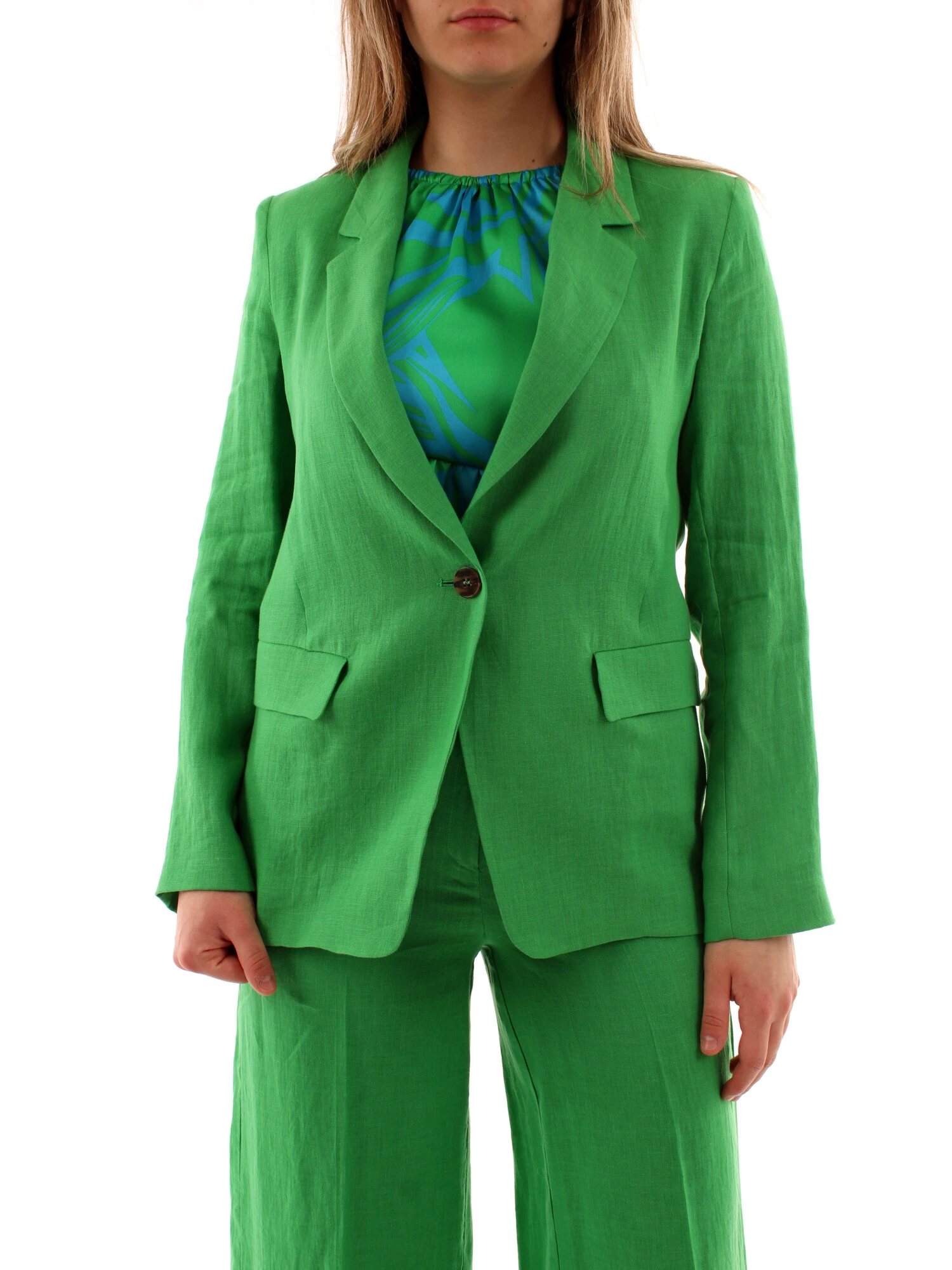 GIACCA BLAZER IN LINO DONNA VERDE SMERALDO