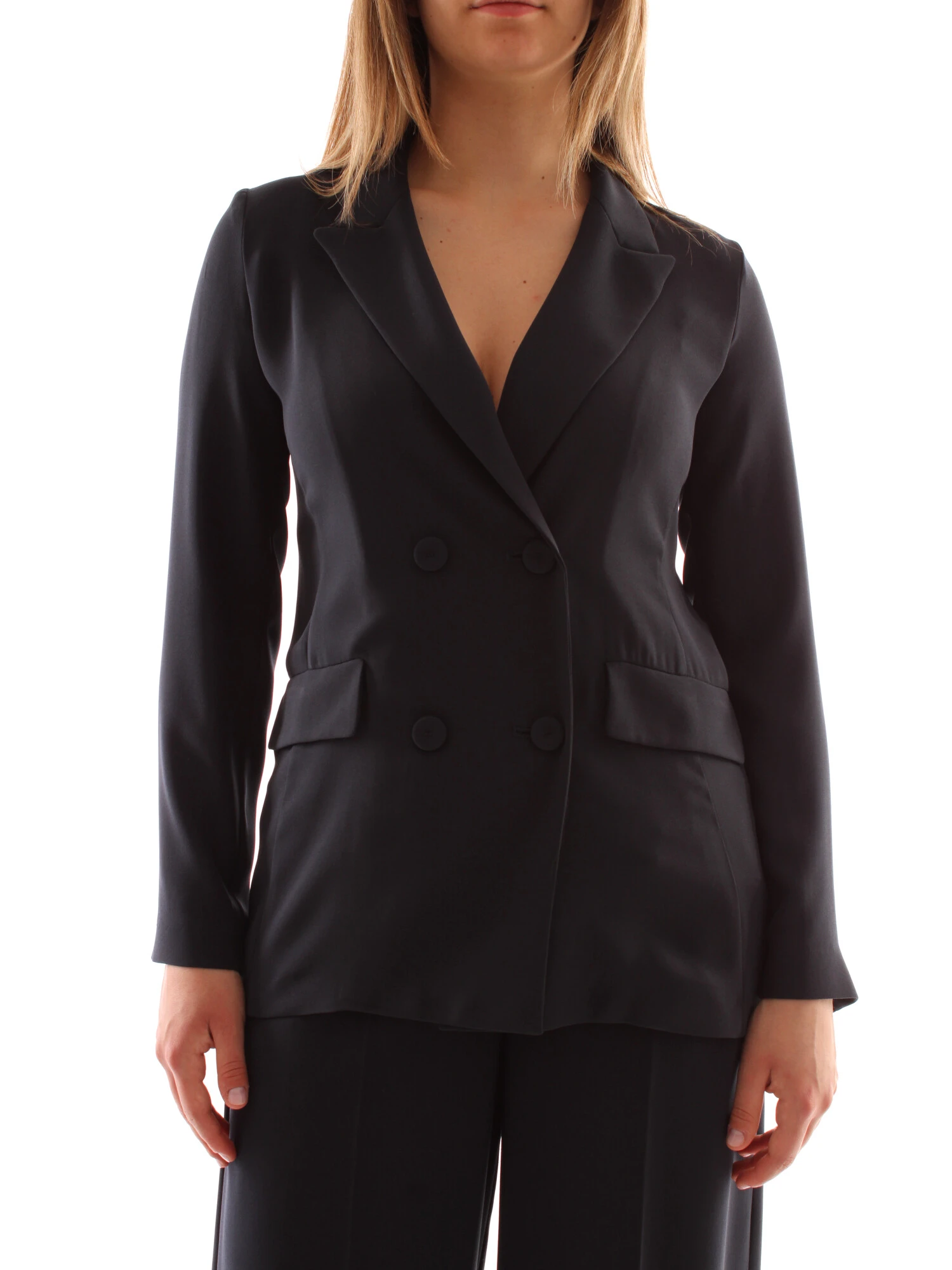 GIACCA BLAZER DOPPIOPETTO IN CREPE DONNA BLU