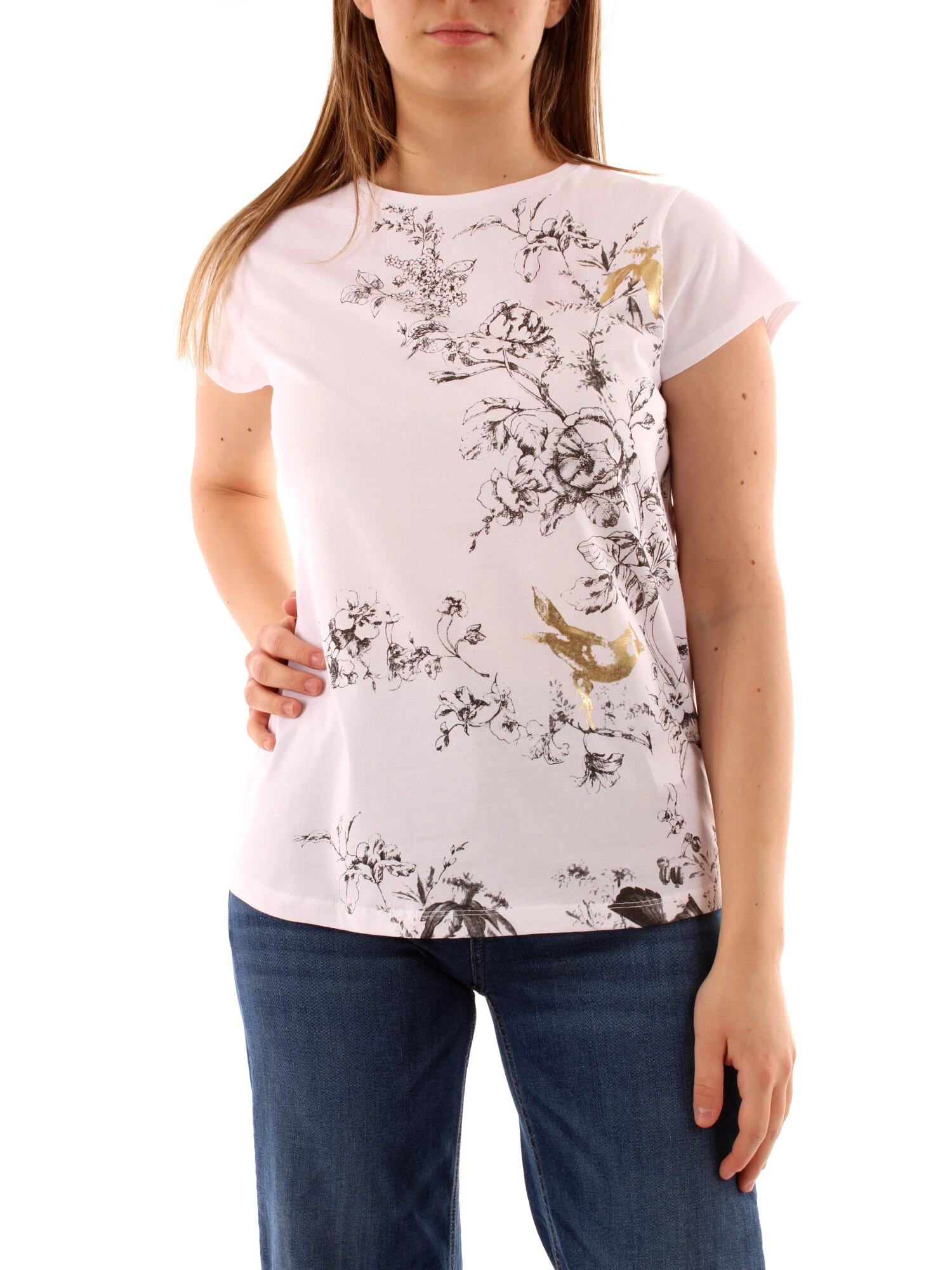 T-SHIRT MANICA CORTA CON STAMPA DONNA BIANCO