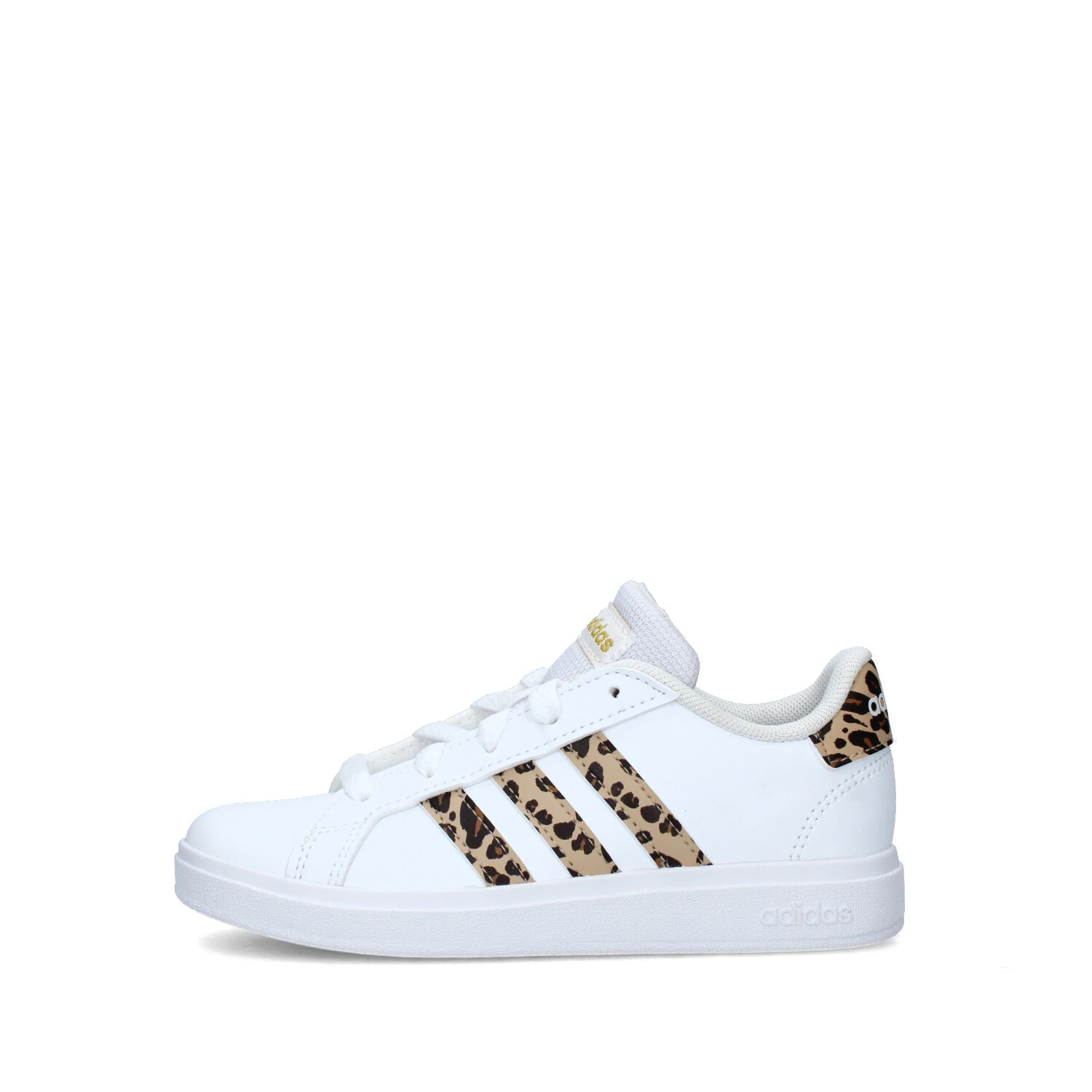 SNEAKERS BASSE GRAND COURT 2.0 CON BANDE LEOPARDATE BAMBINA BIANCO