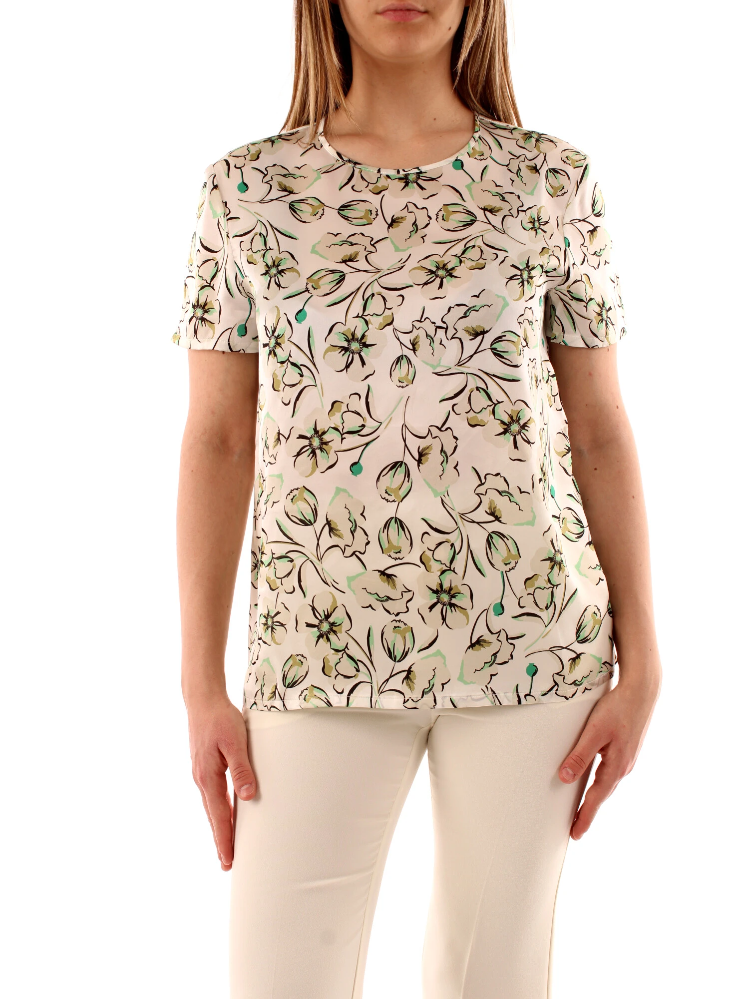 BLUSA IN SETA FLOREALE DONNA BIANCO