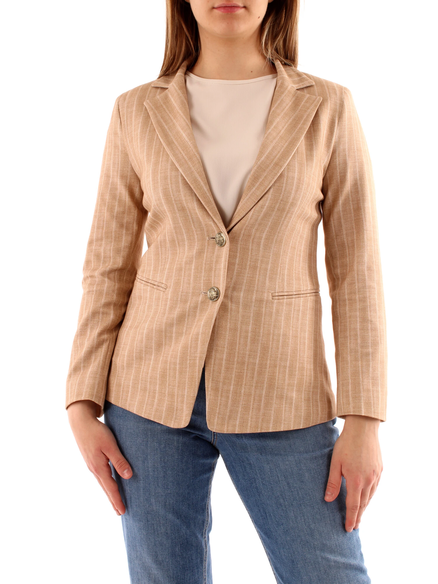 GIACCA BLAZER GESSATA DONNA BEIGE