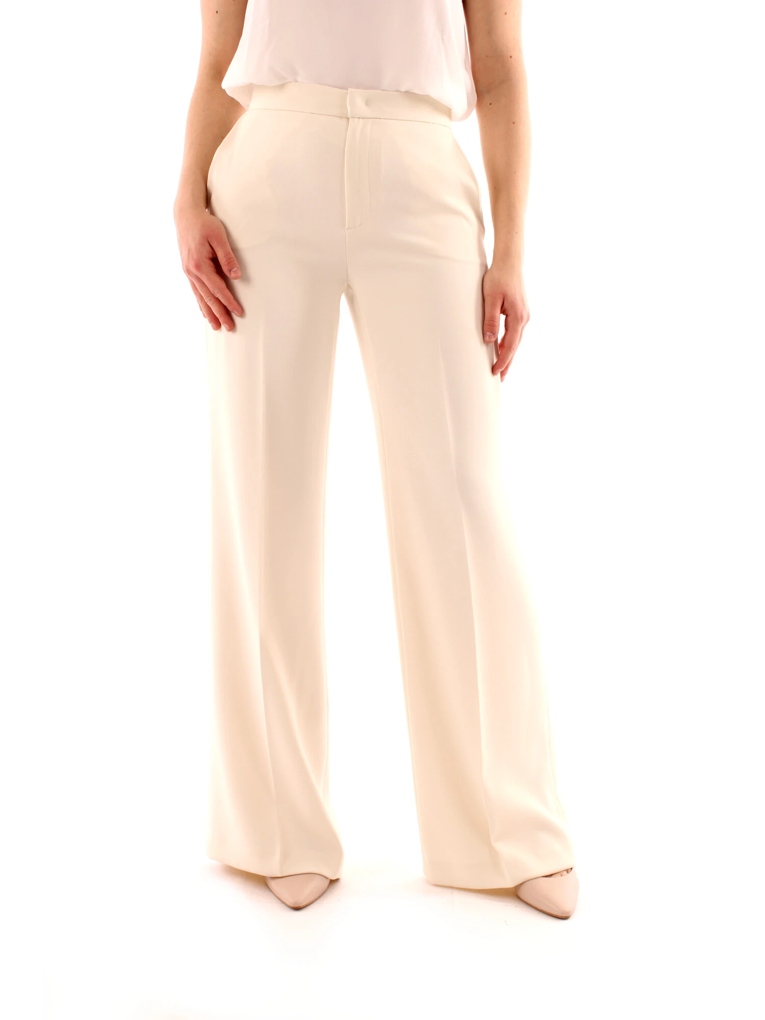 PANTALONI PALAZZO IN CRÊPE DONNA BIANCO