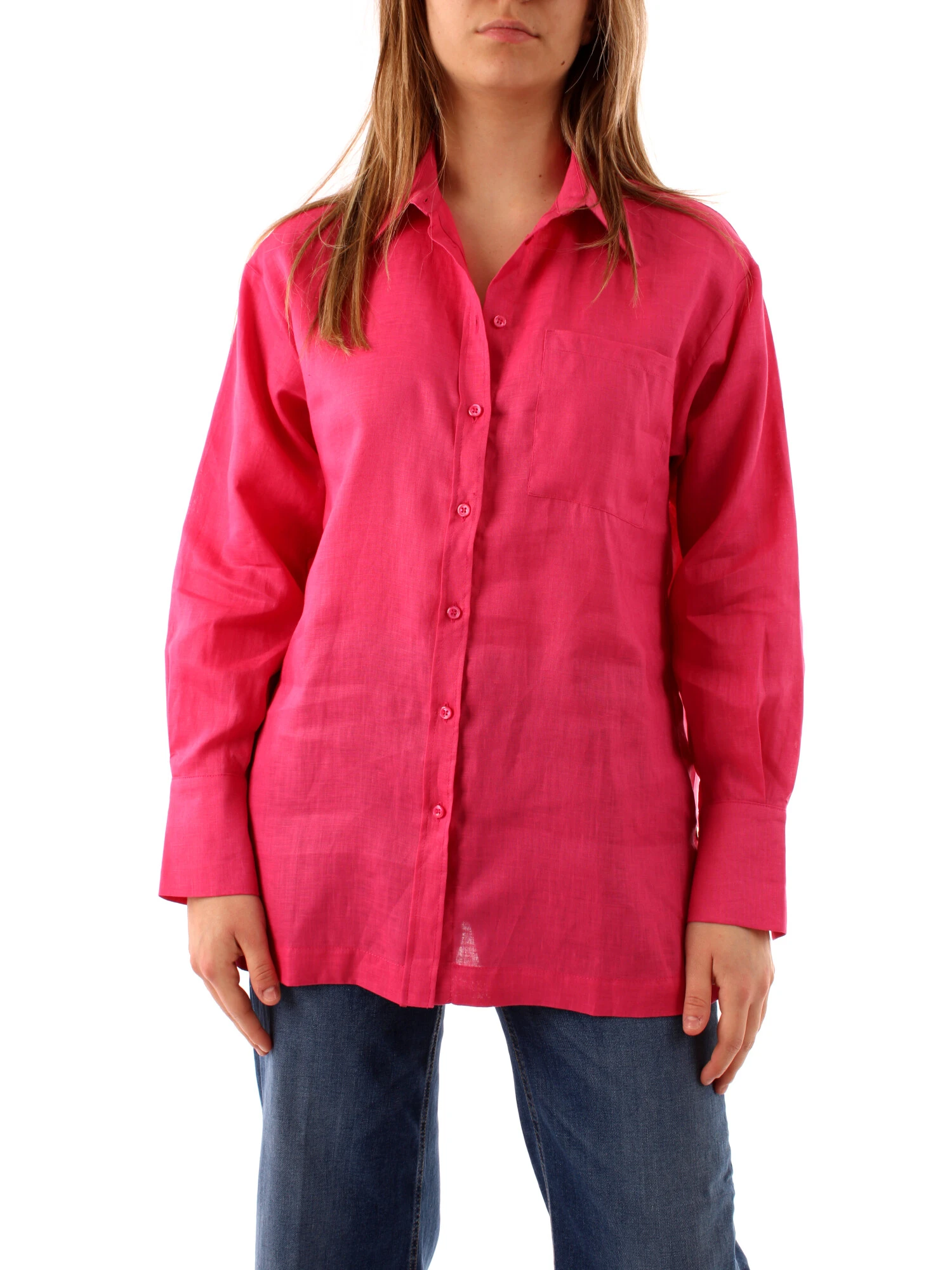 CAMICIA IN LINO DONNA FUCSIA