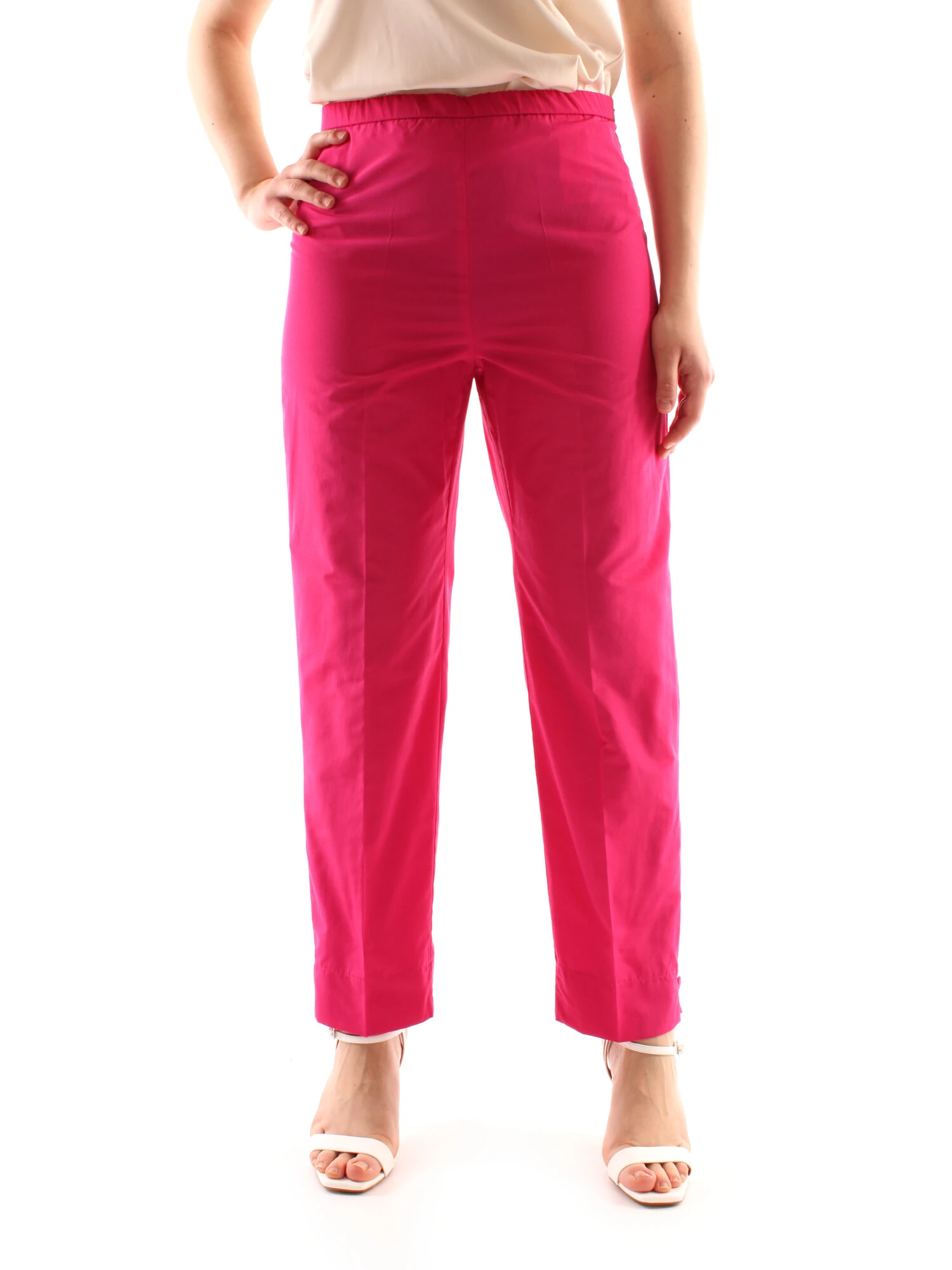 PANTALONI CROPPED A SIGARETTA PIEGA STIRATA DONNA FUCSIA