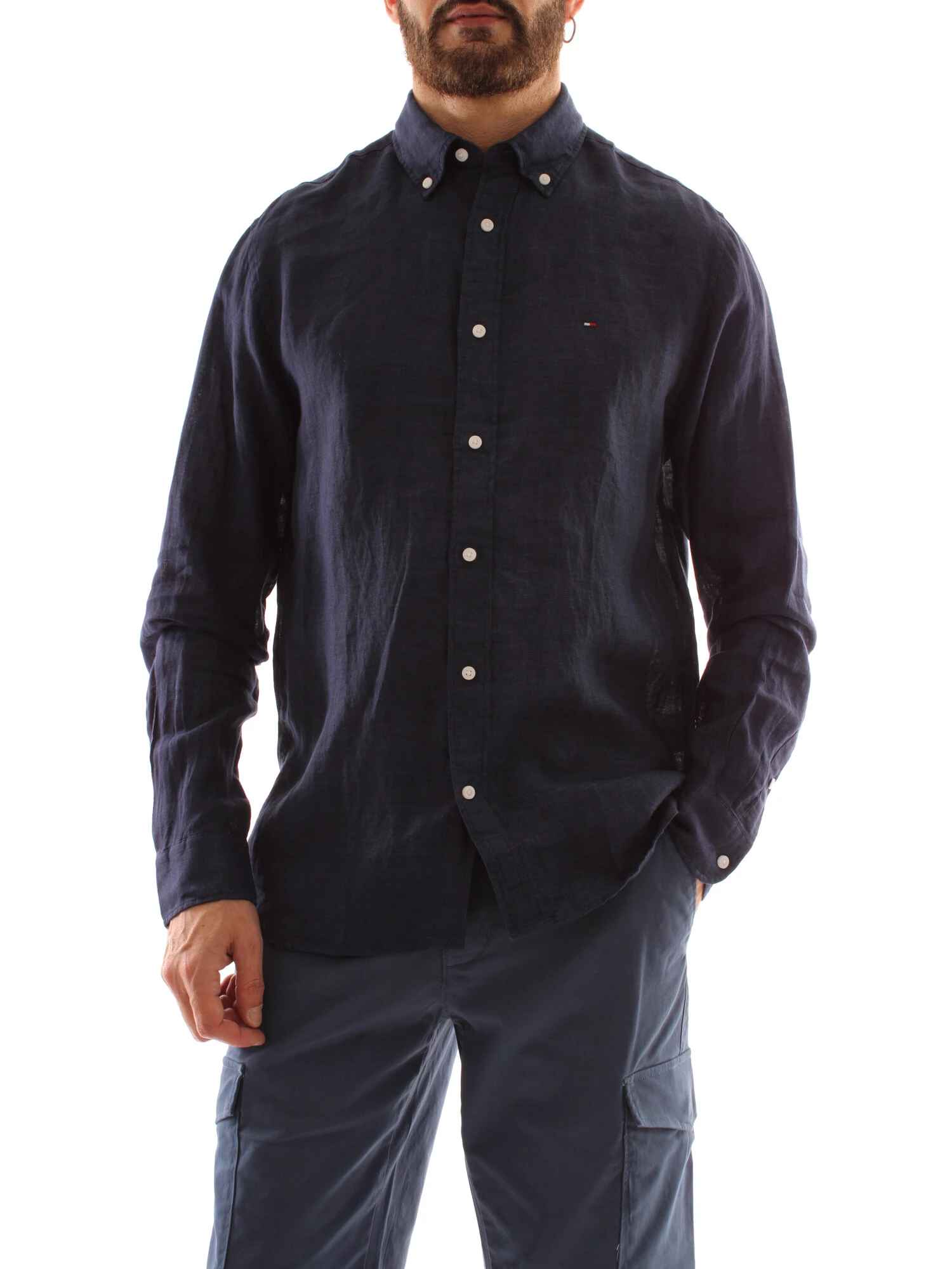 CAMICIA CASUAL IN PURO LINO UOMO BLU