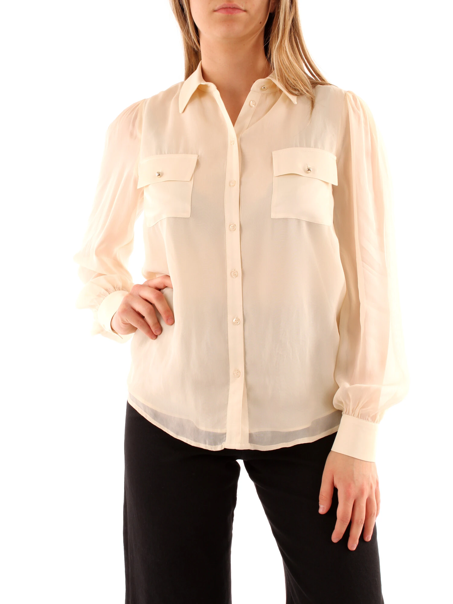 CAMICIA IN VISCOSA CON TASCHE DONNA BEIGE