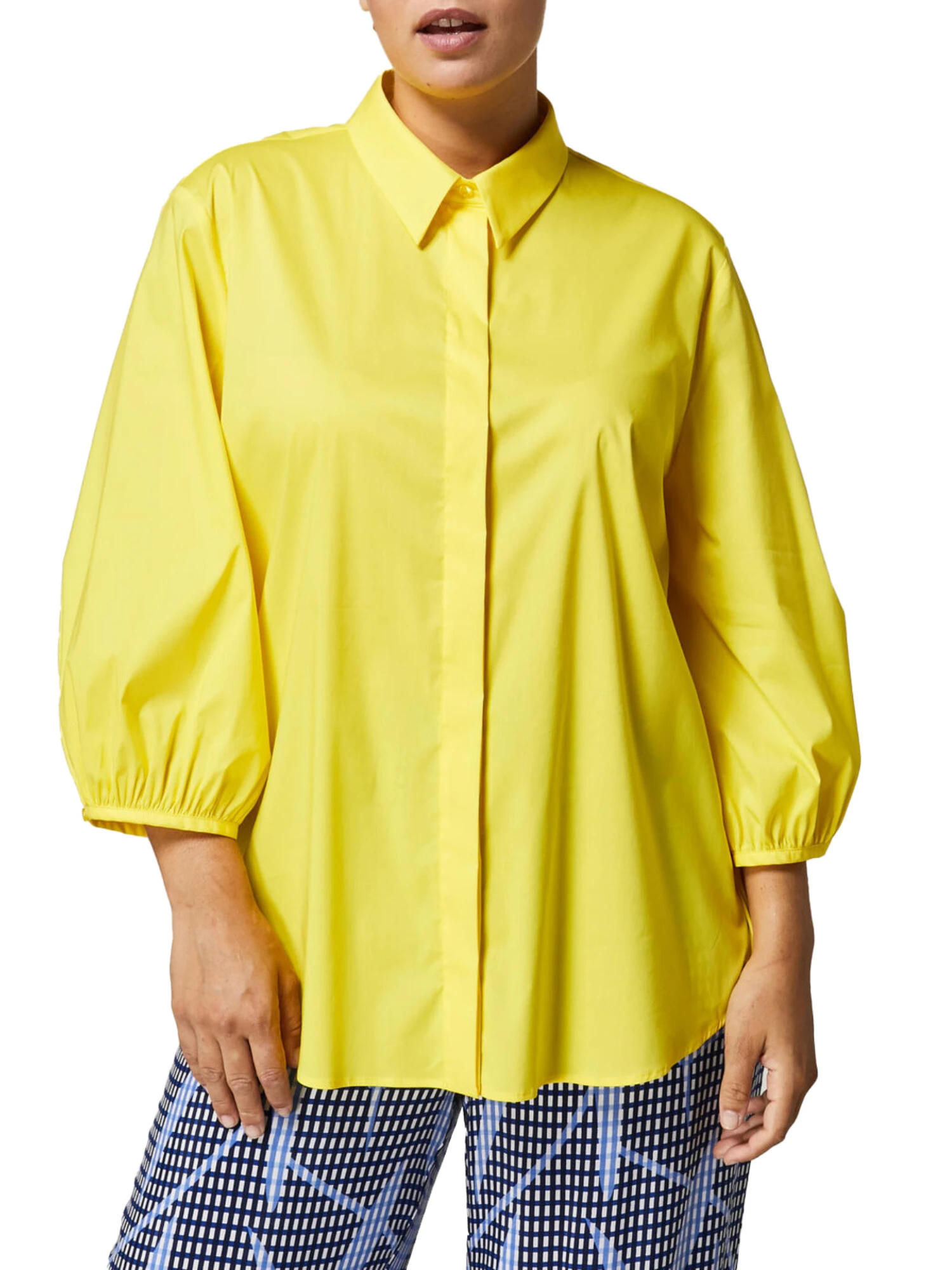 CAMICIA IN POPELINE DI COTONE DONNA GIALLO