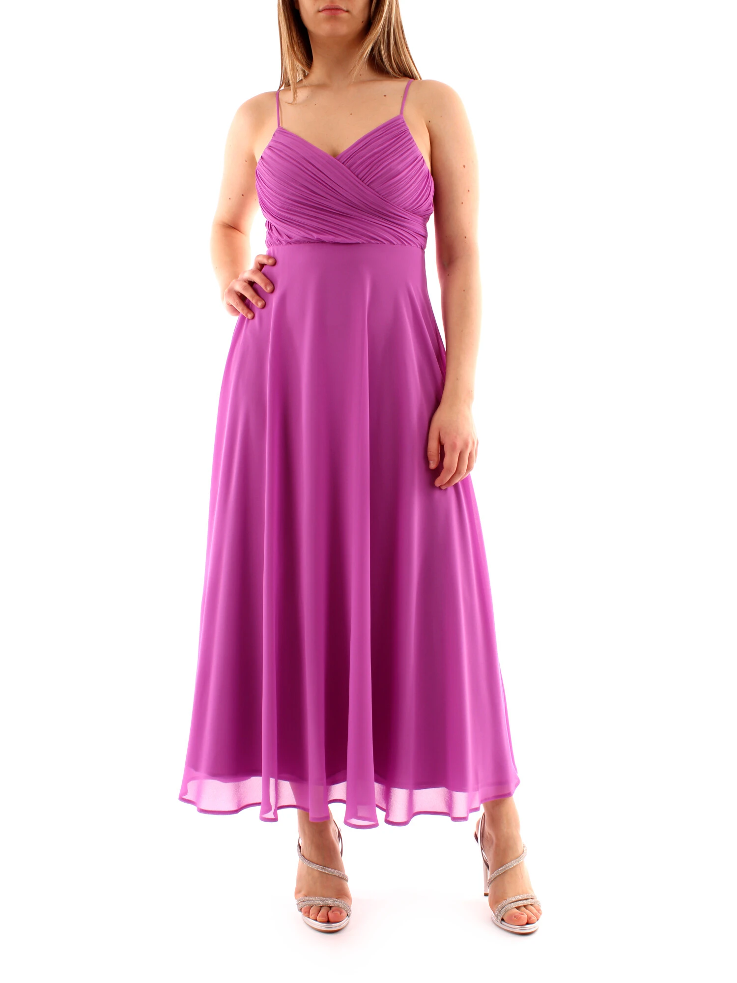 Emme Marella VESTITO LUNGO ASIMMETRICO IN RASO FLUIDO DONNA BLU - Step By  Step Shop, image size:1500x2000