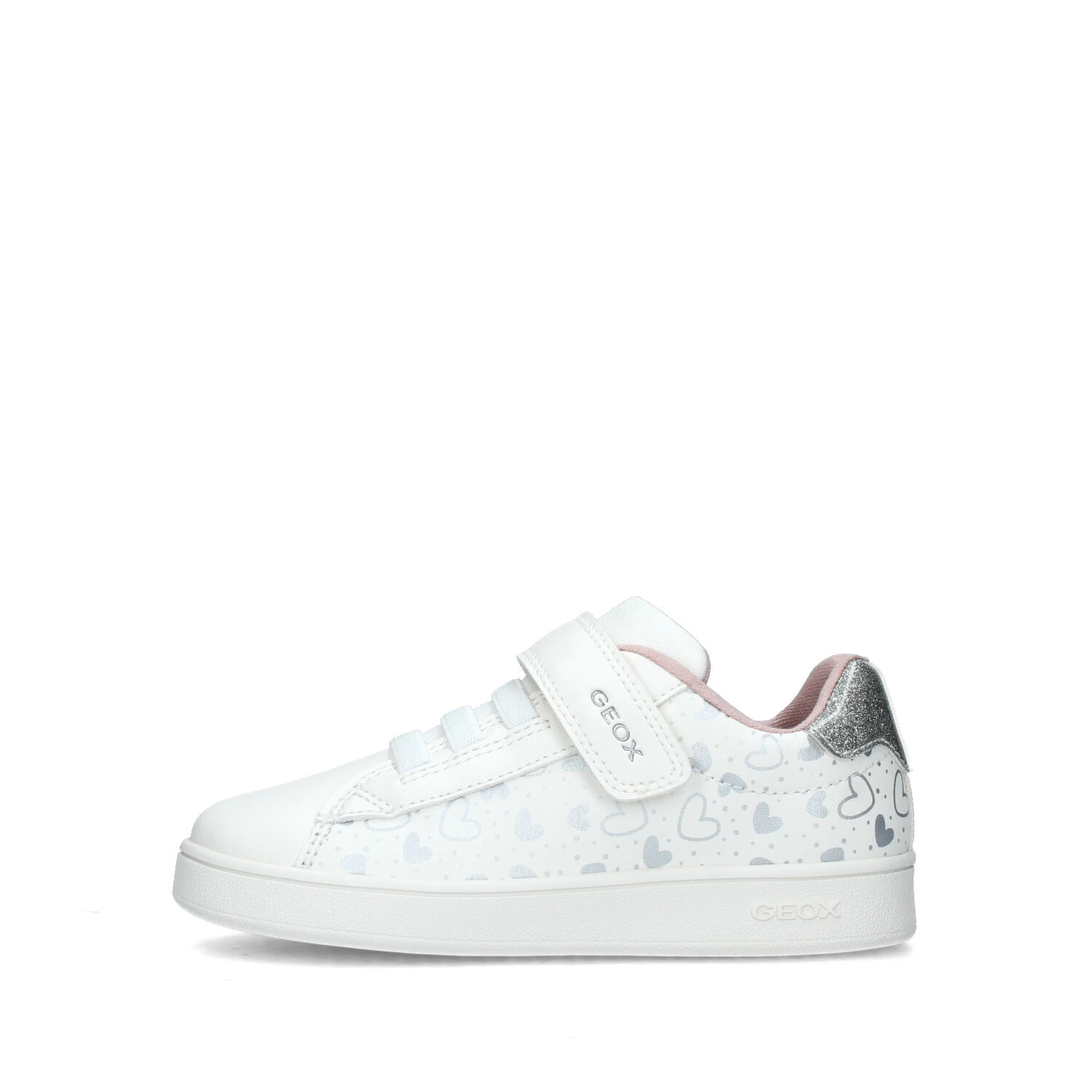 SNEAKERS BASSE ECLYPER CON CUORICINI ARGENTO BAMBINA BIANCO