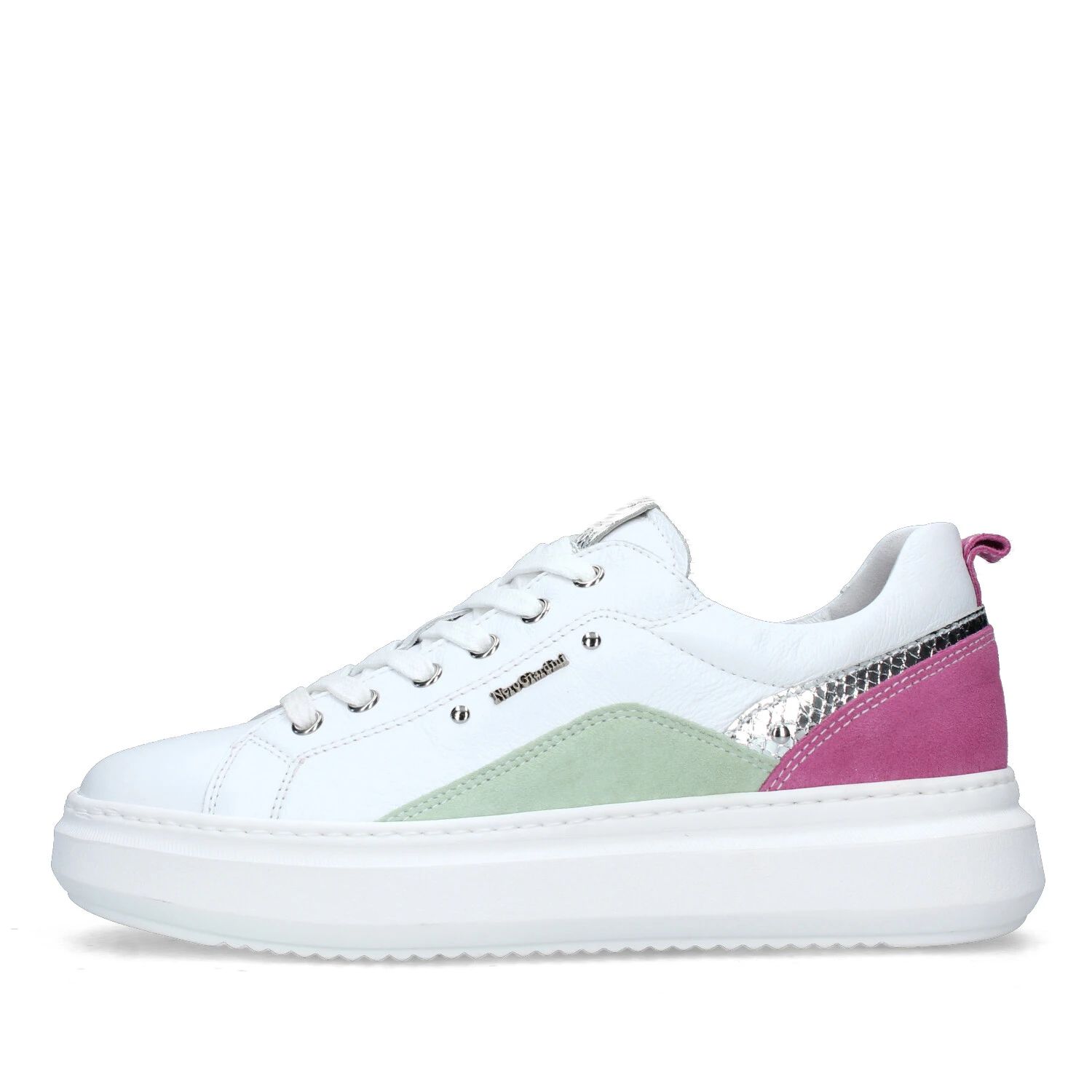 SNEAKERS PLATFORM CON INSERTI MULTICOLORE DONNA BIANCO FUCSIA VERDE