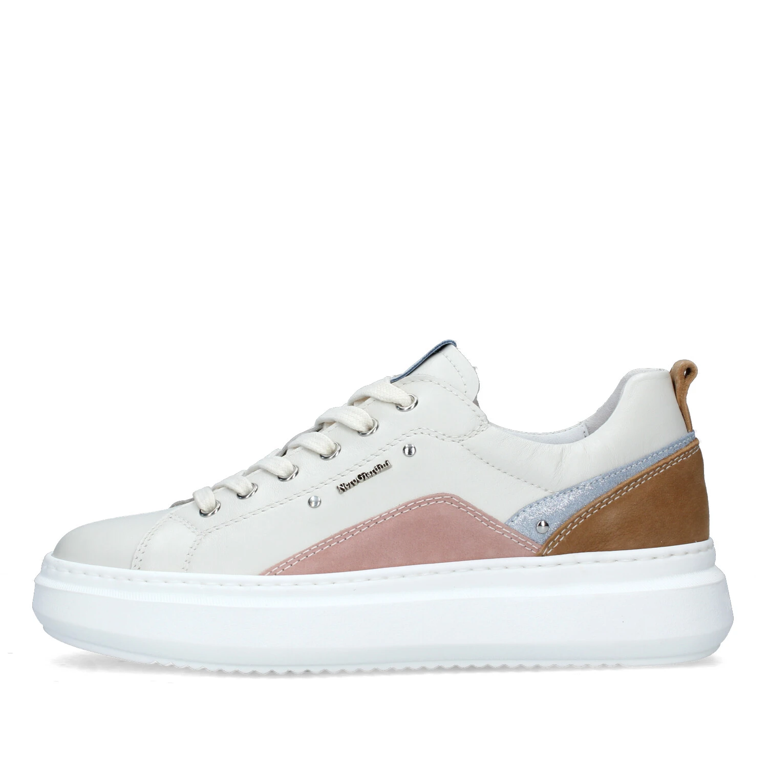 SNEAKERS PLATFORM CON INSERTI MULTICOLORE DONNA AVORIO