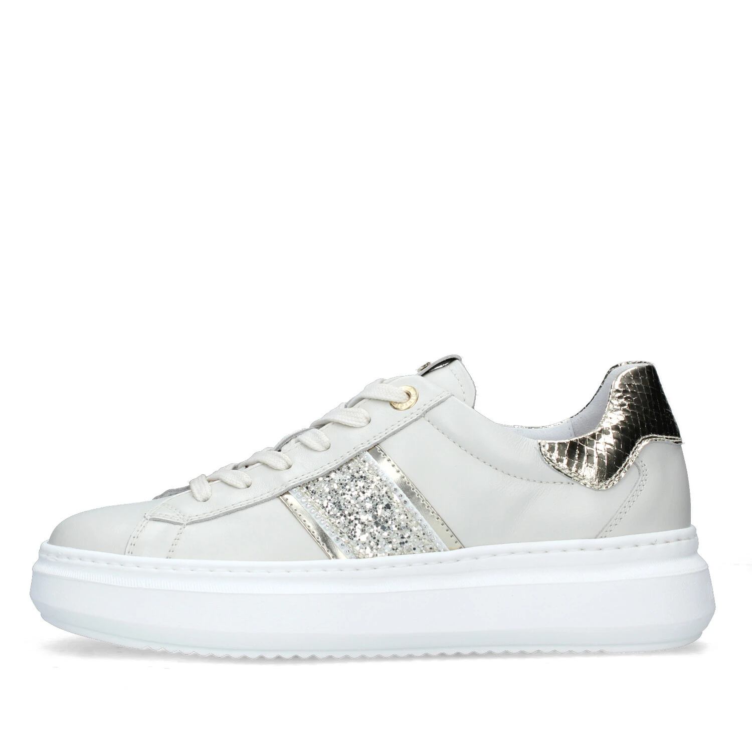 SNEAKERS PLATFORM CON BRILLANTINI DONNA AVORIO