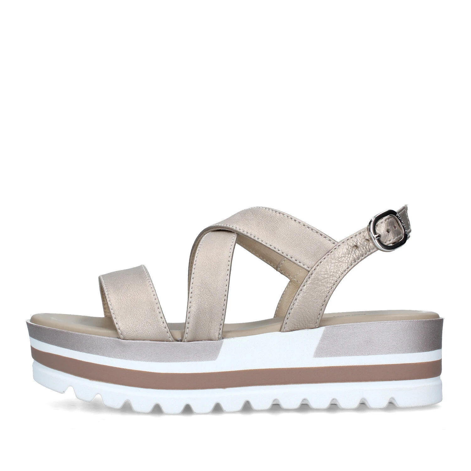 SANDALI CON ZEPPA MULTICOLORE DONNA BEIGE METALLIZZATO